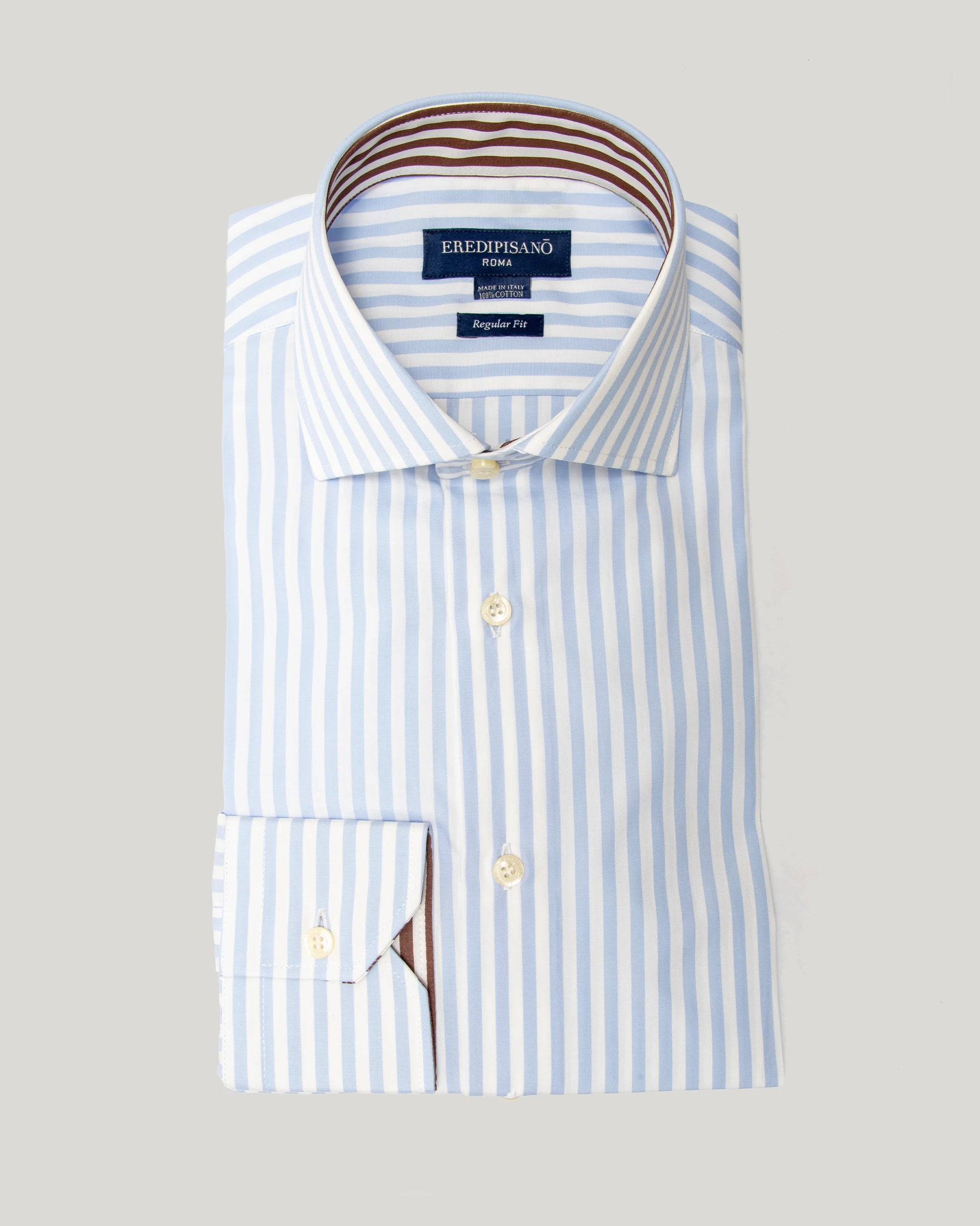 Light blue pinstripe shirt in pure cotton regular fit Canclini fabric