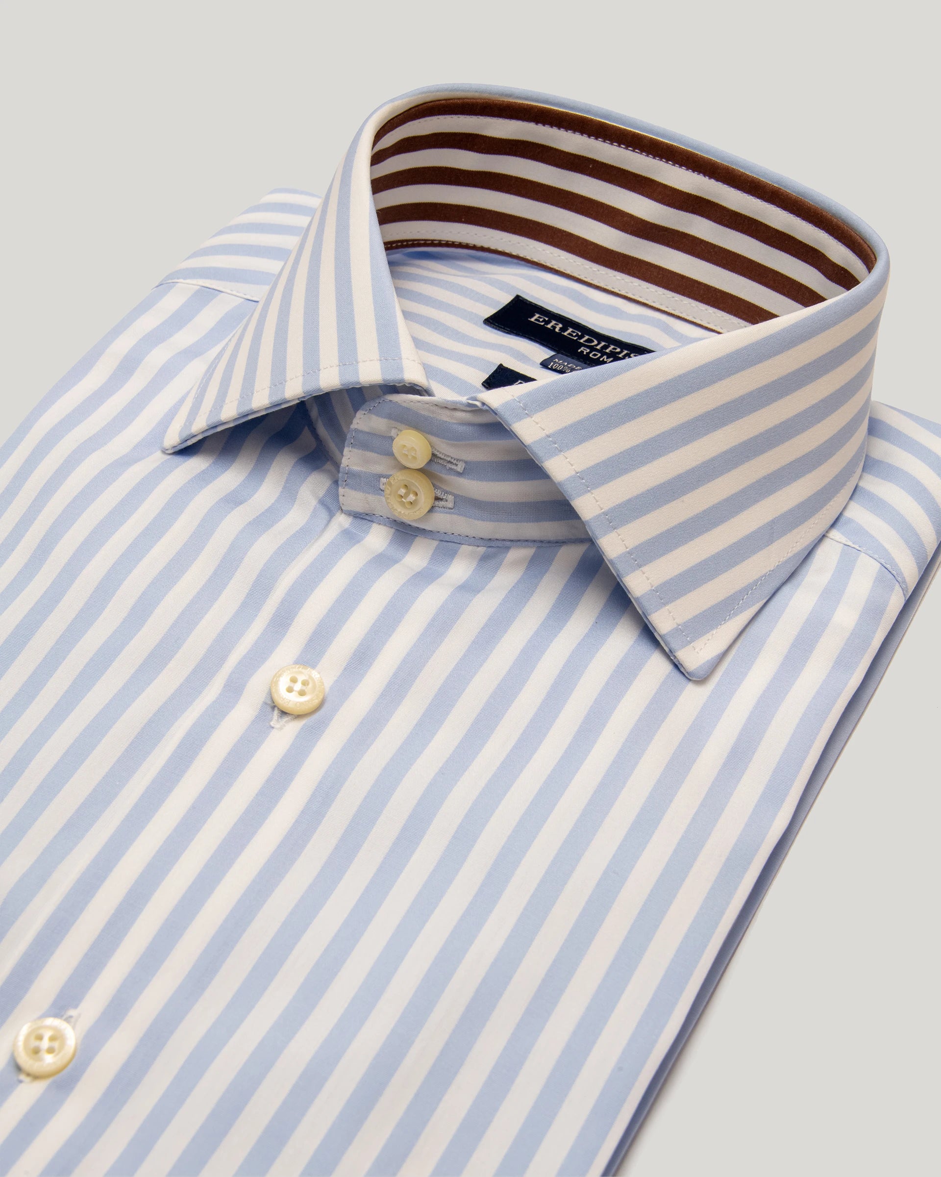 Light blue pinstripe shirt in pure cotton regular fit Canclini fabric