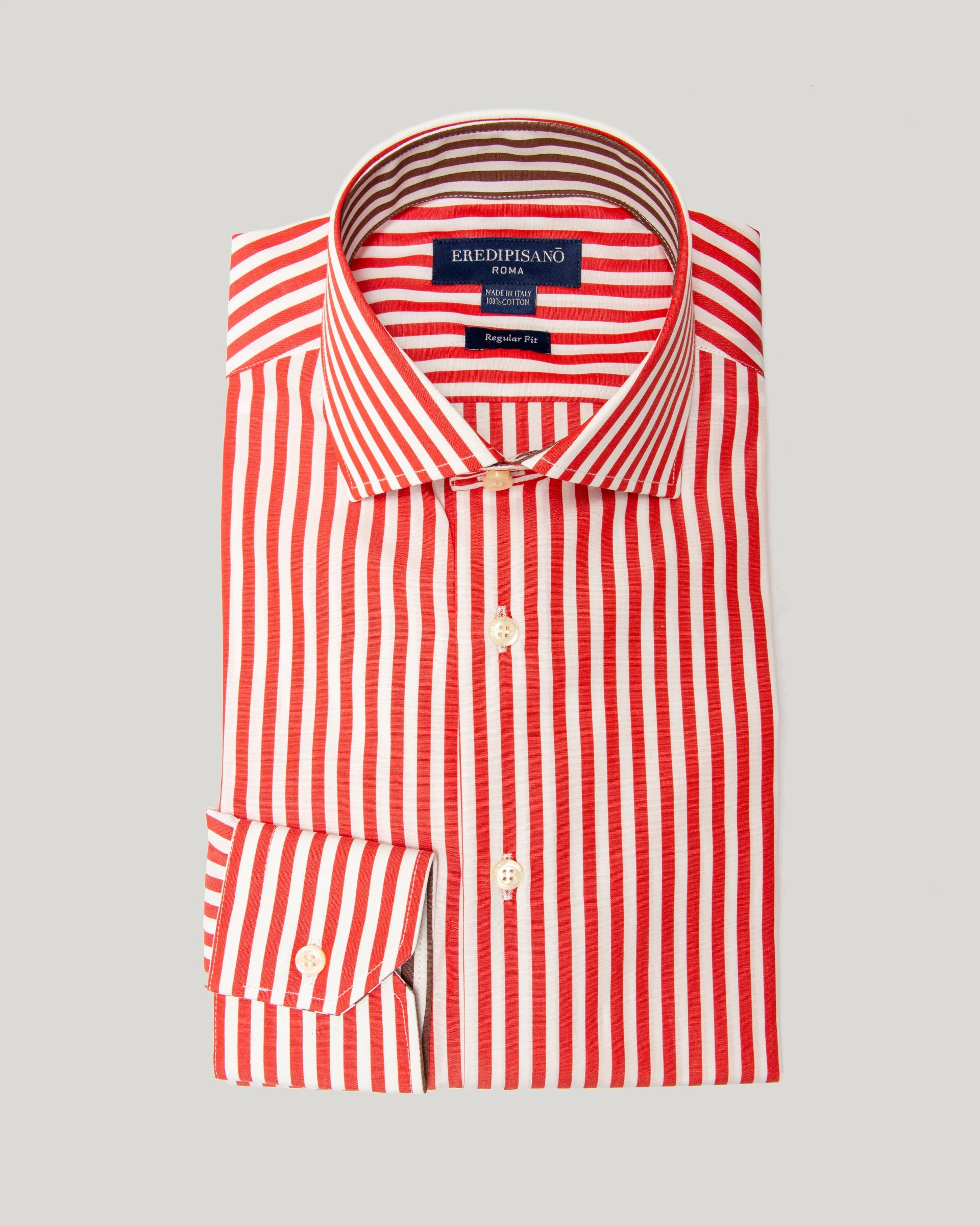 500-stripe red shirt in pure cotton regular fit Canclini fabric