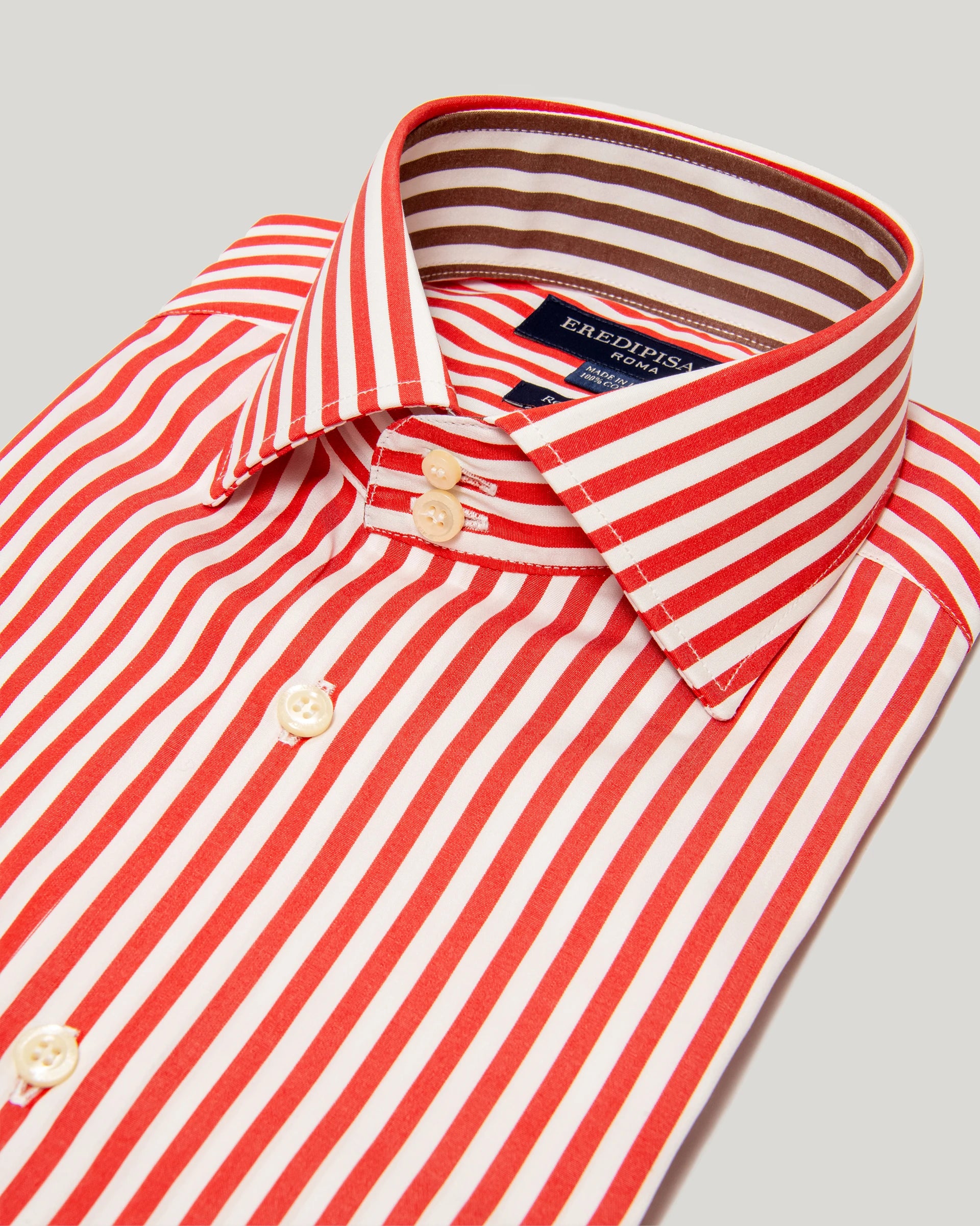 500-stripe red shirt in pure cotton regular fit Canclini fabric