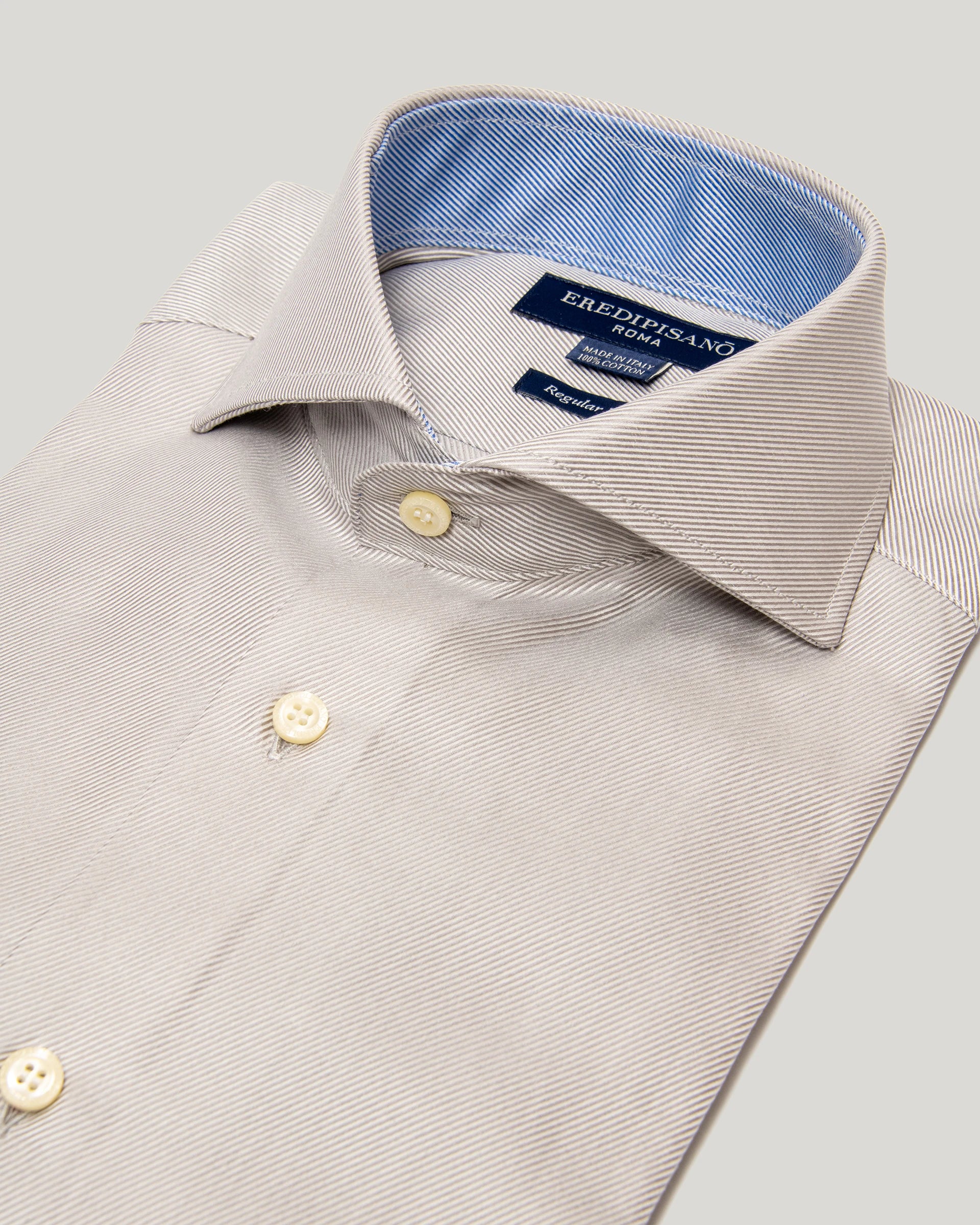 Camicia grigia twill in puro cotone regular fit tessuto Canclini