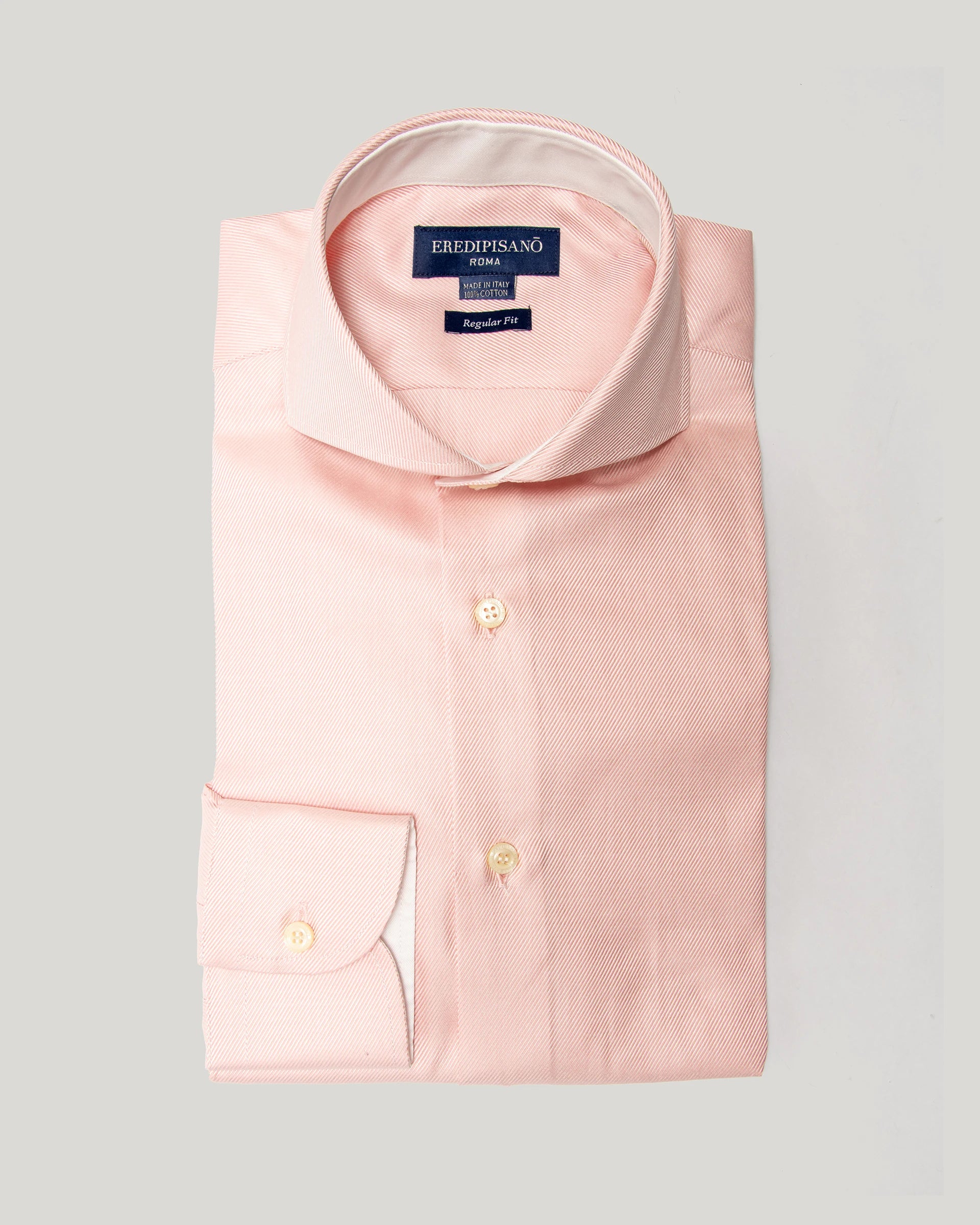 Salmon twill shirt in pure cotton regular fit Canclini fabric