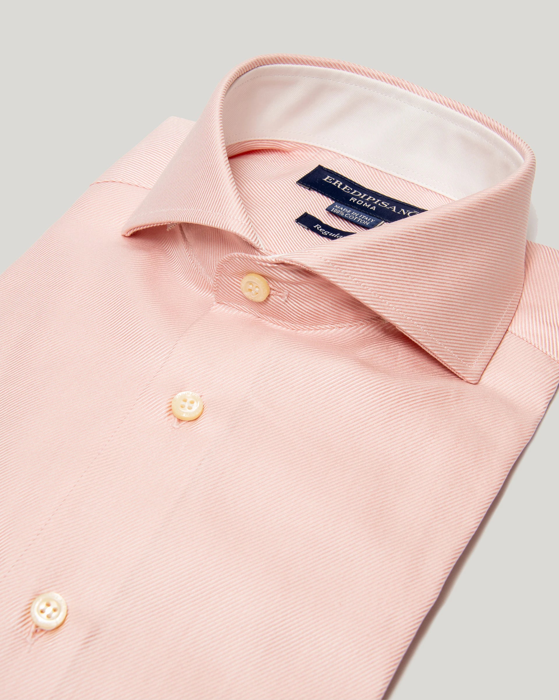 Salmon twill shirt in pure cotton regular fit Canclini fabric