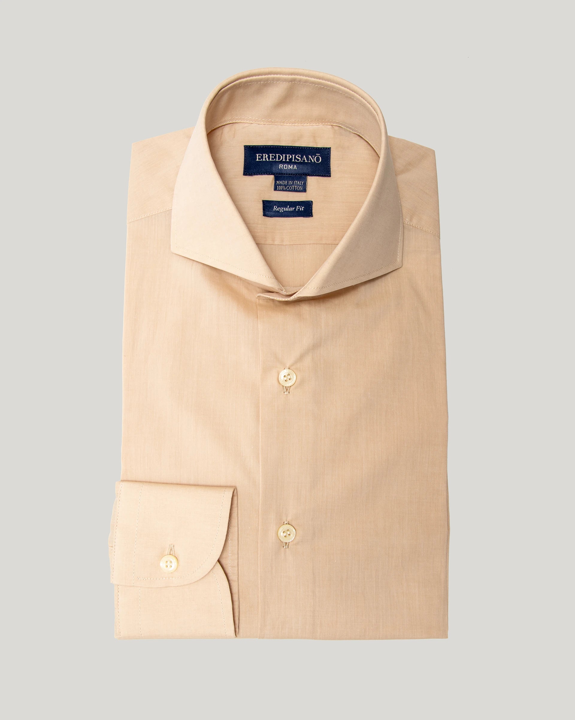 Men's regular-fit pure cotton beige skin chambray shirt by Canclini