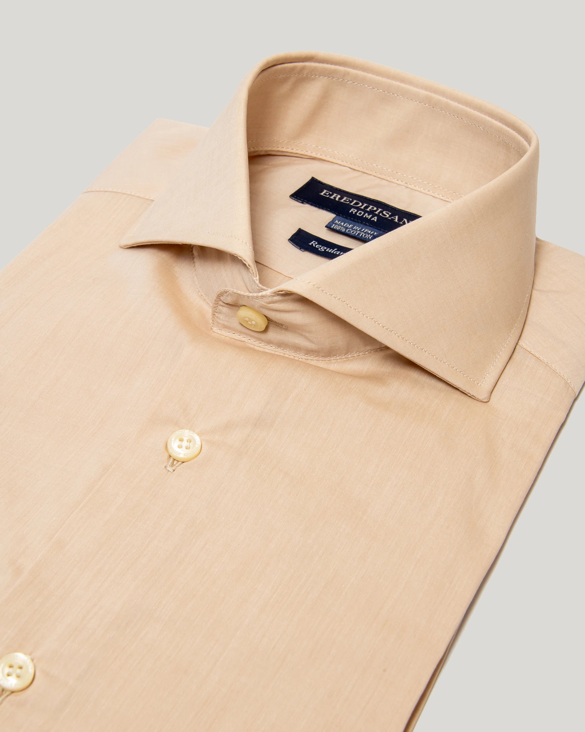Men's regular-fit pure cotton beige skin chambray shirt by Canclini