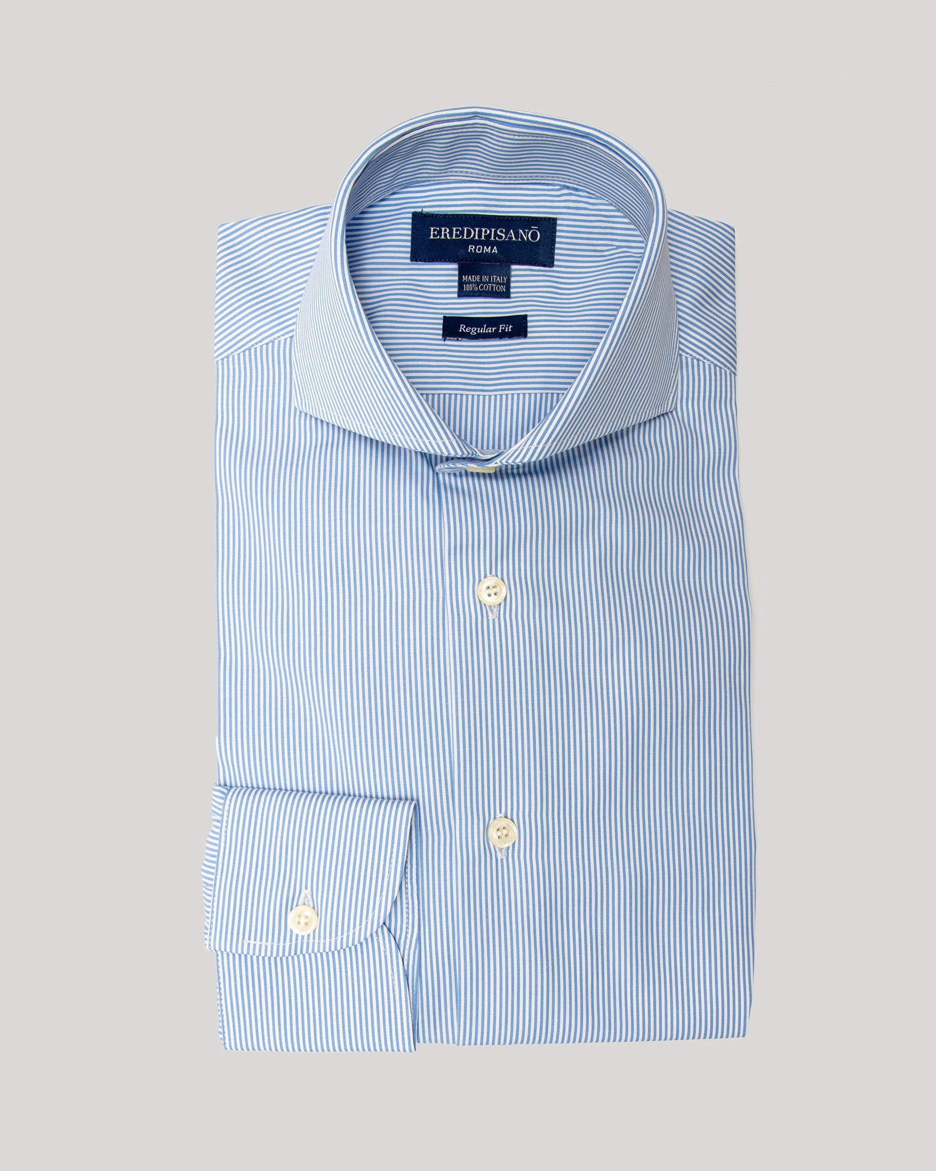 Sky blue pinstripe shirt in pure cotton regular fit Canclini fabric
