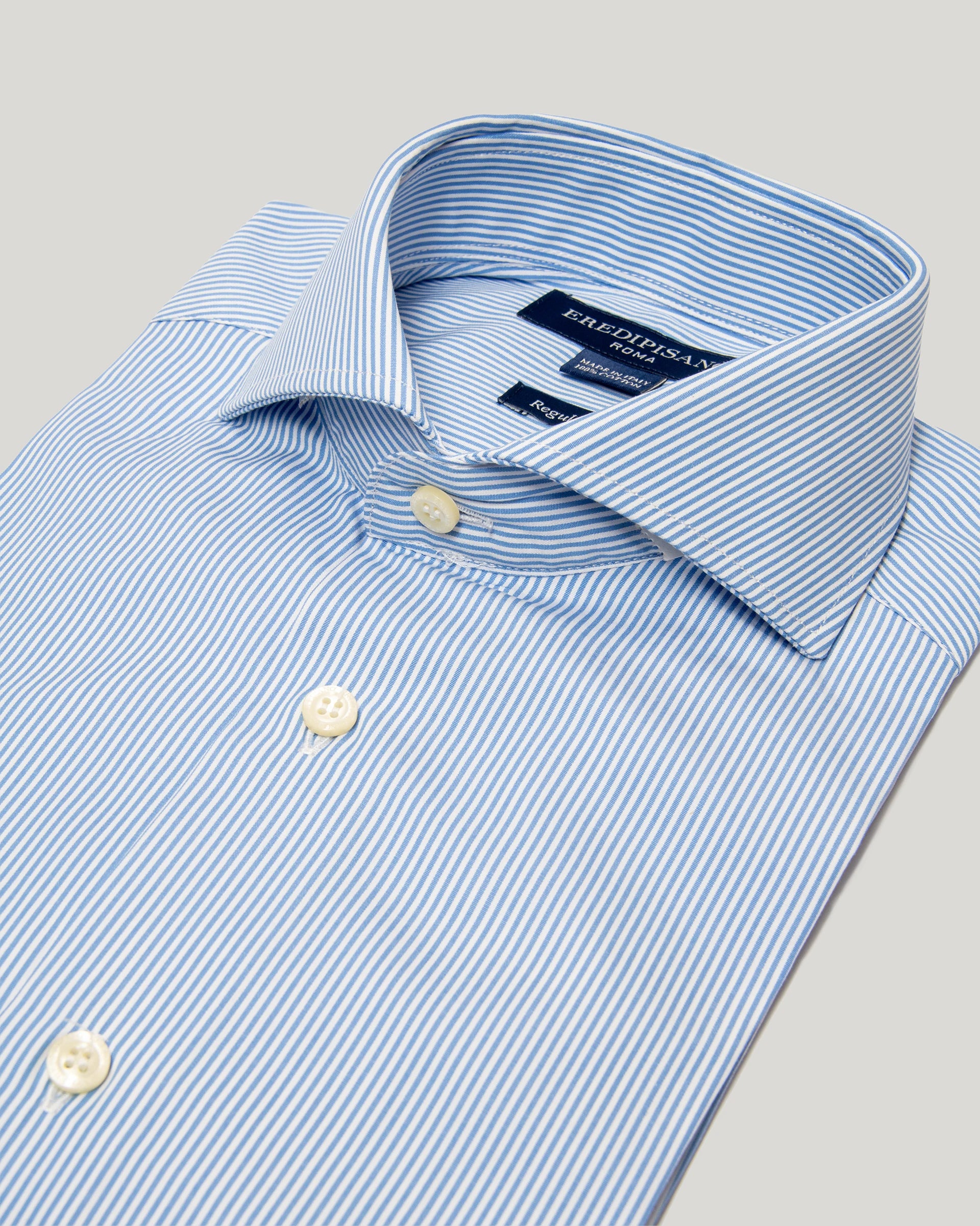 Sky blue pinstripe shirt in pure cotton regular fit Canclini fabric