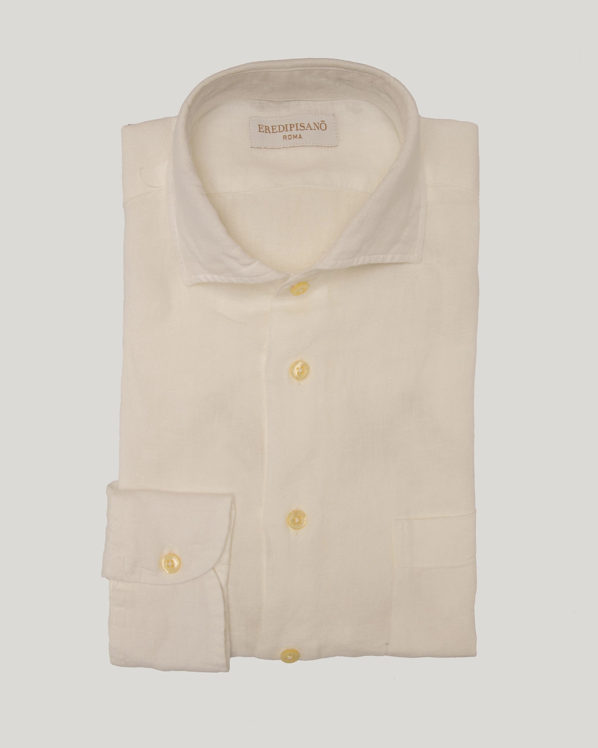 Camicia bianco in puro lino tinto in capo comfort fit