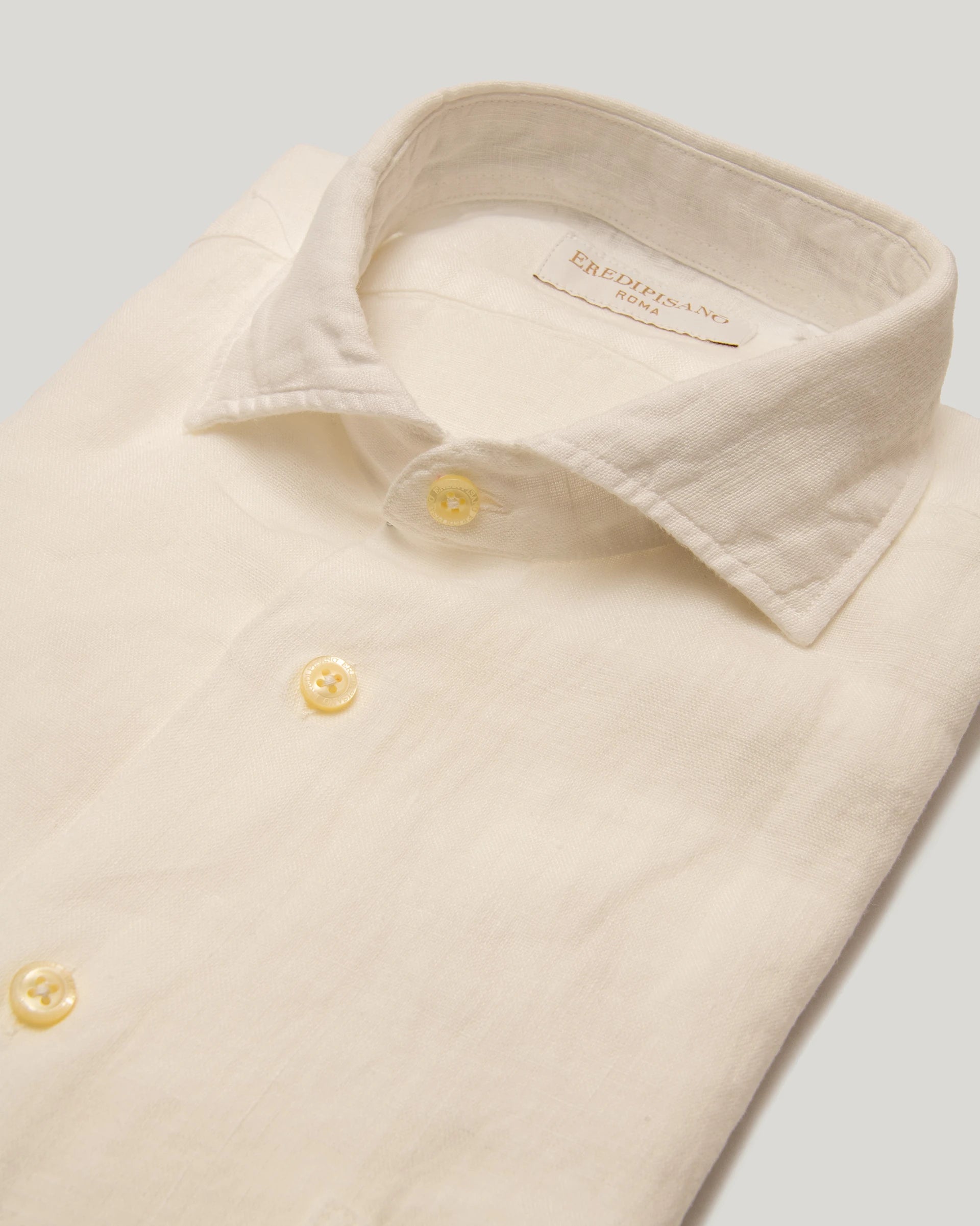 Camicia bianco in puro lino tinto in capo comfort fit