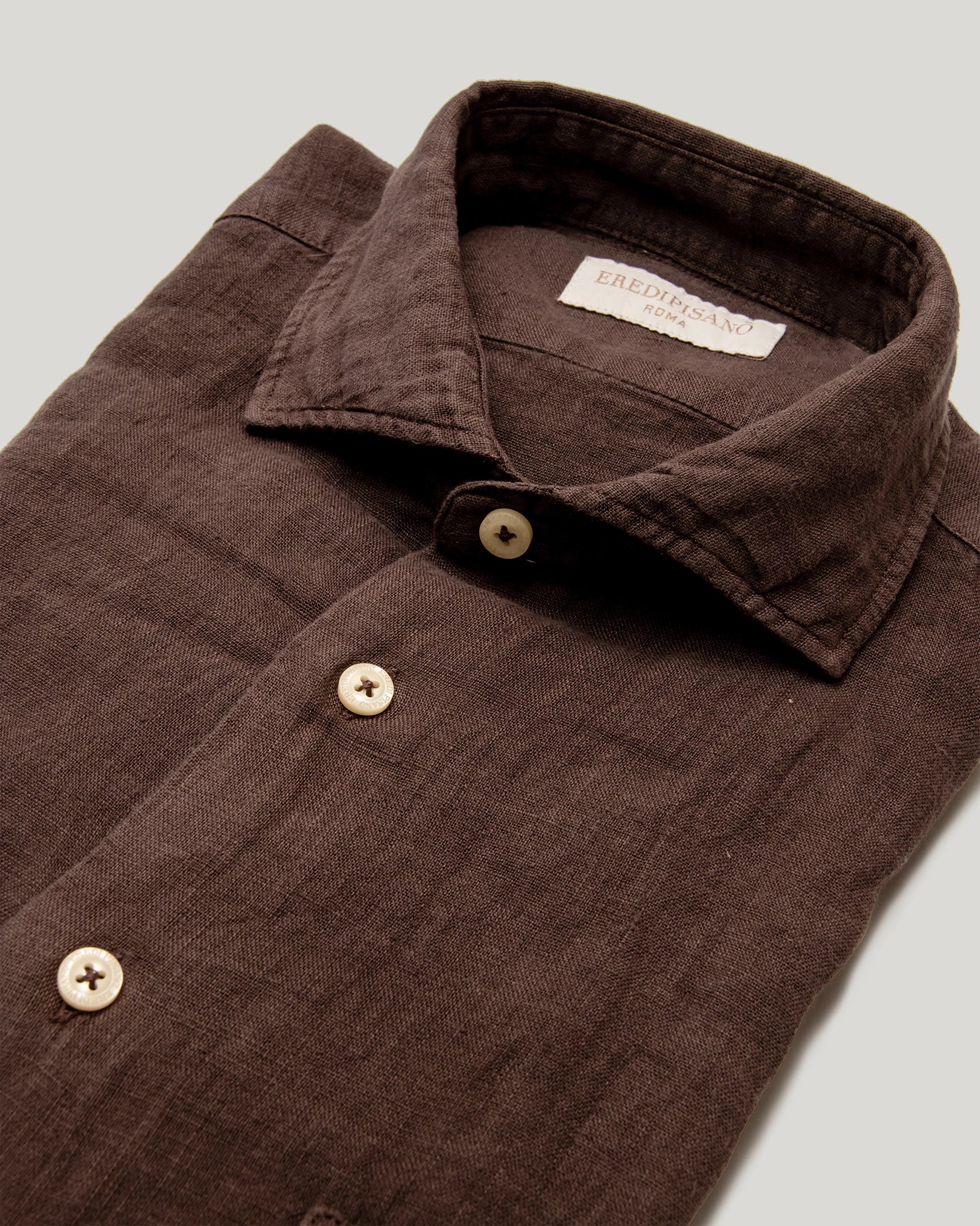 Camicia moro in puro lino tinto in capo comfort fit