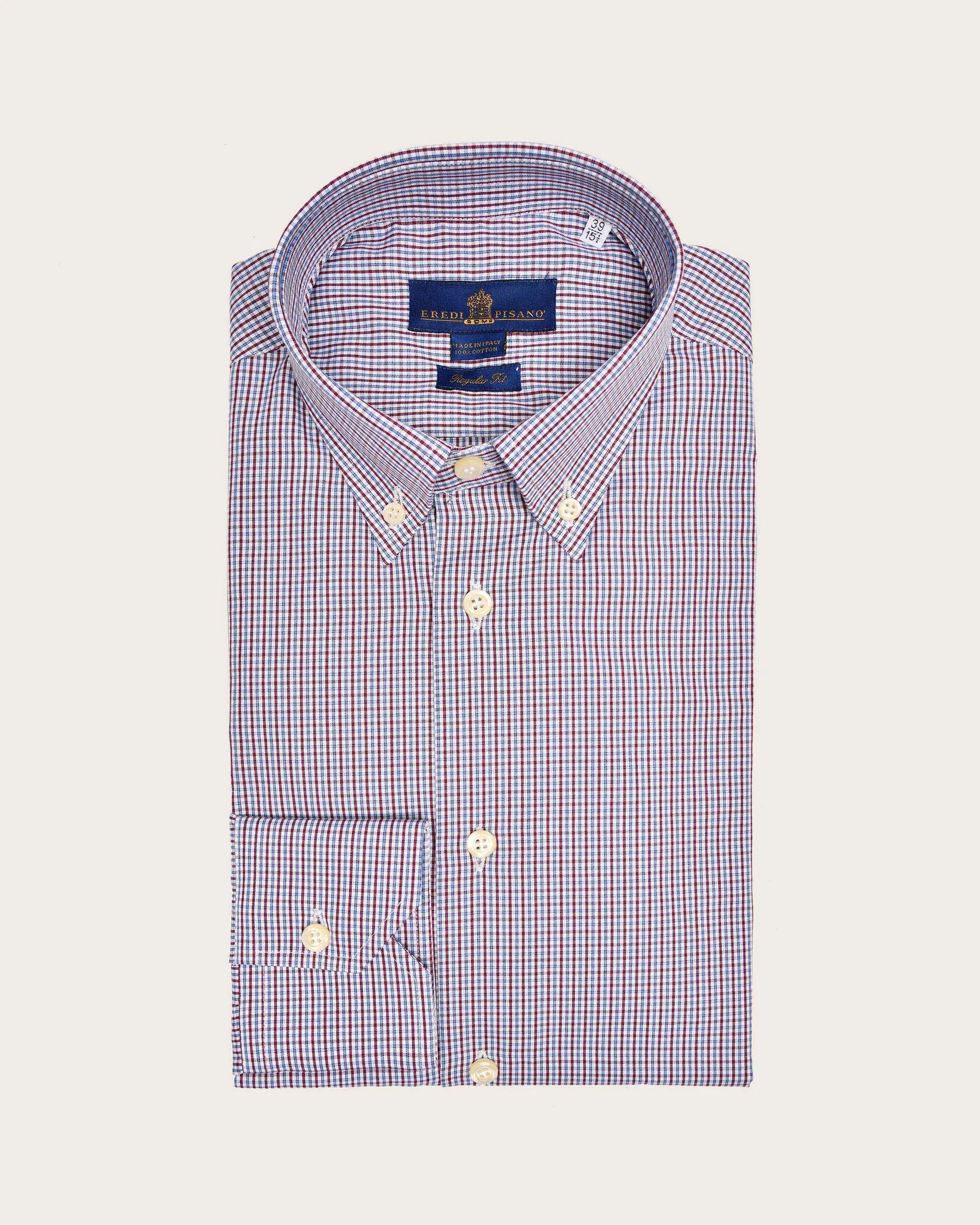 Regular fit microcheck shirt with button down collar