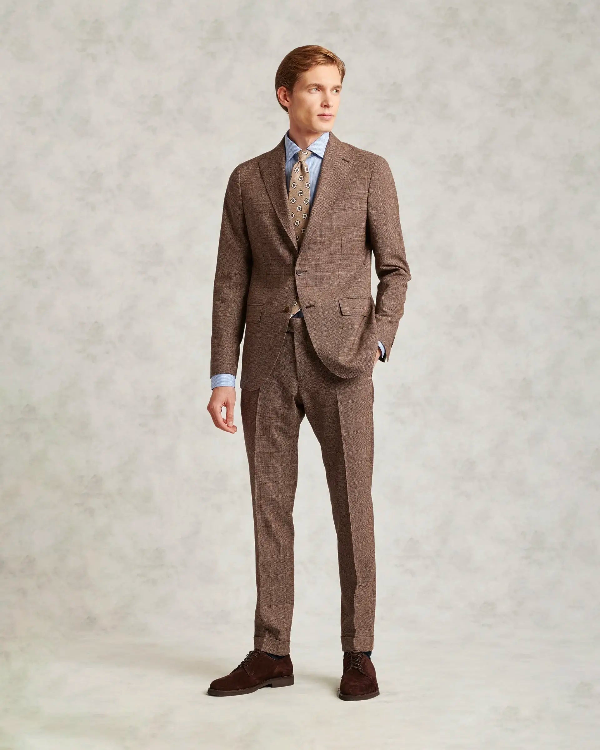 Camel Prince of Wales Suits - Vitale Barberis Canonico Fabric