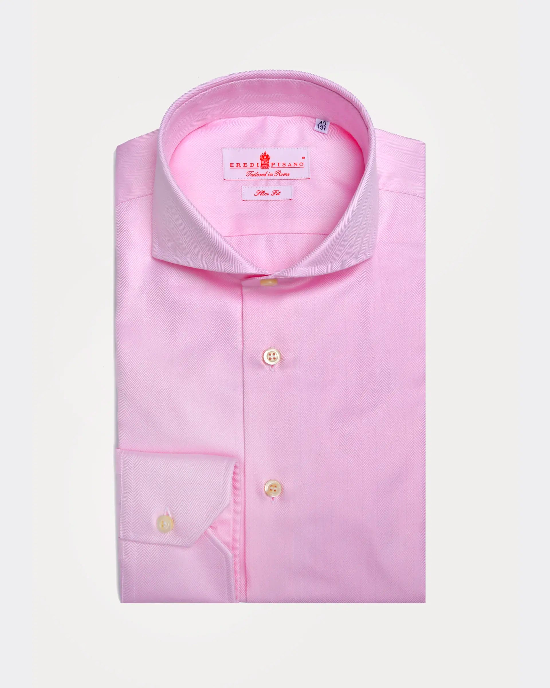 Slim Fit Pink Twill Shirt with Venetian Collar
