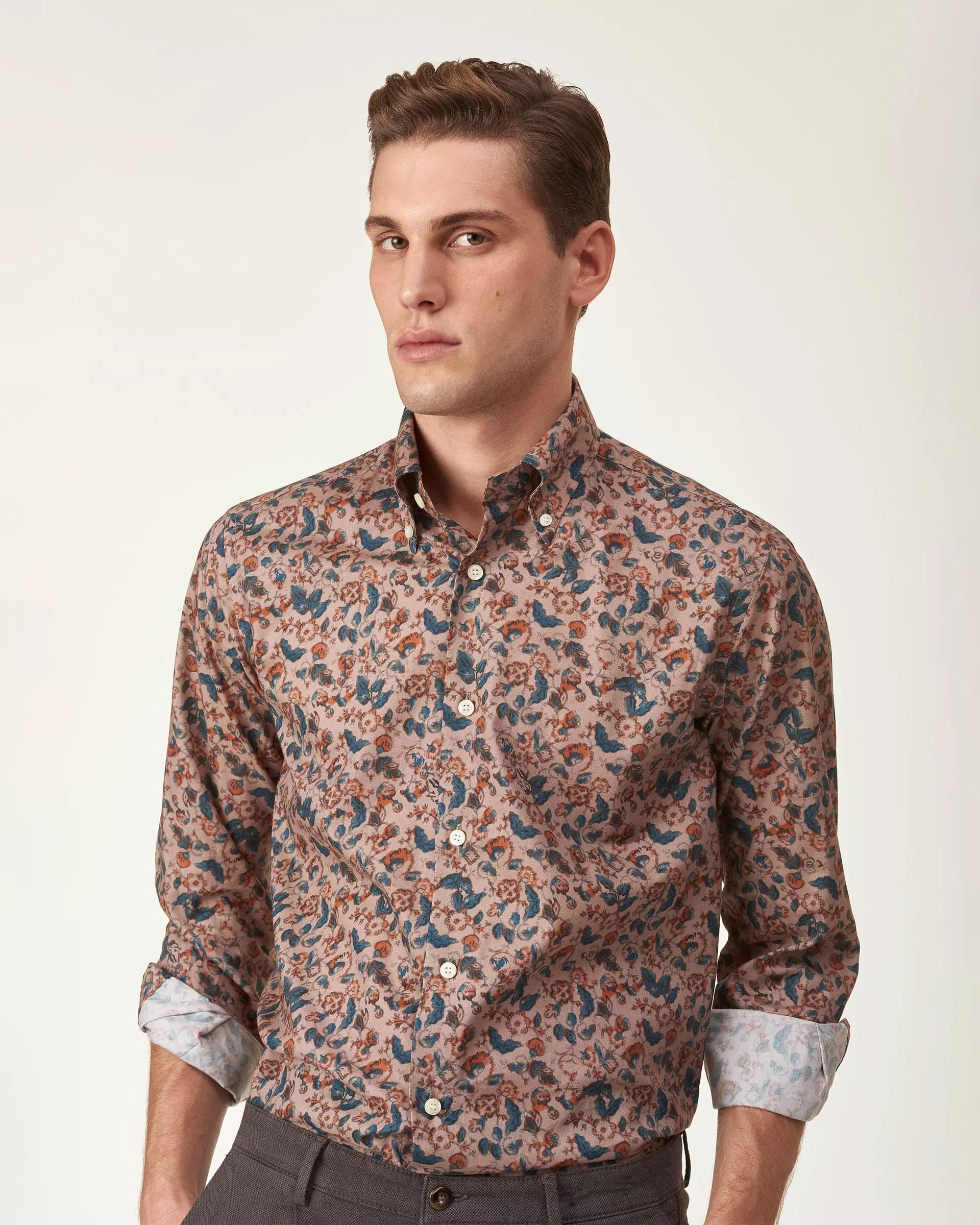 Regular fit multicolor shirt with button down collar