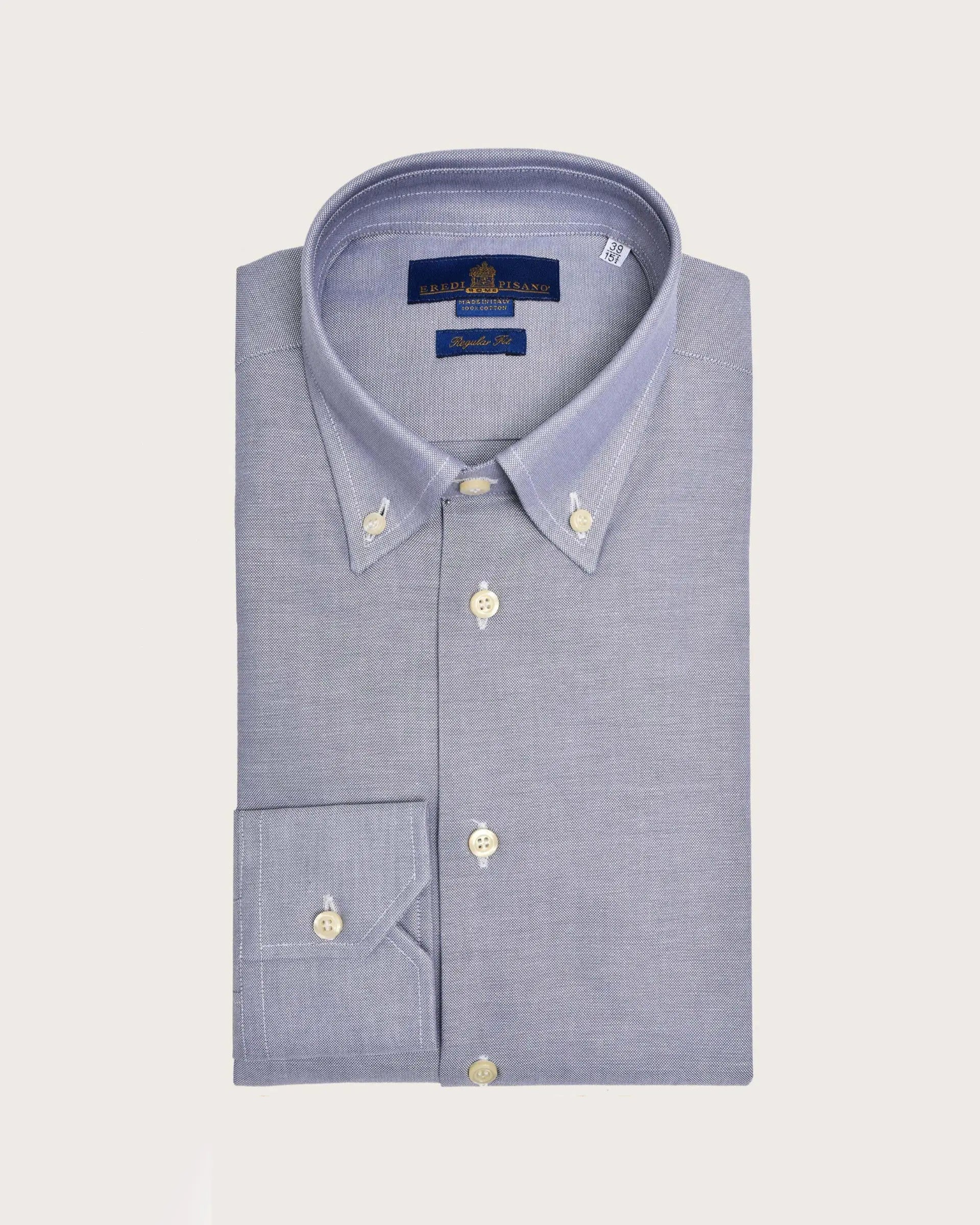 Regular fit grey shirt with button down collar