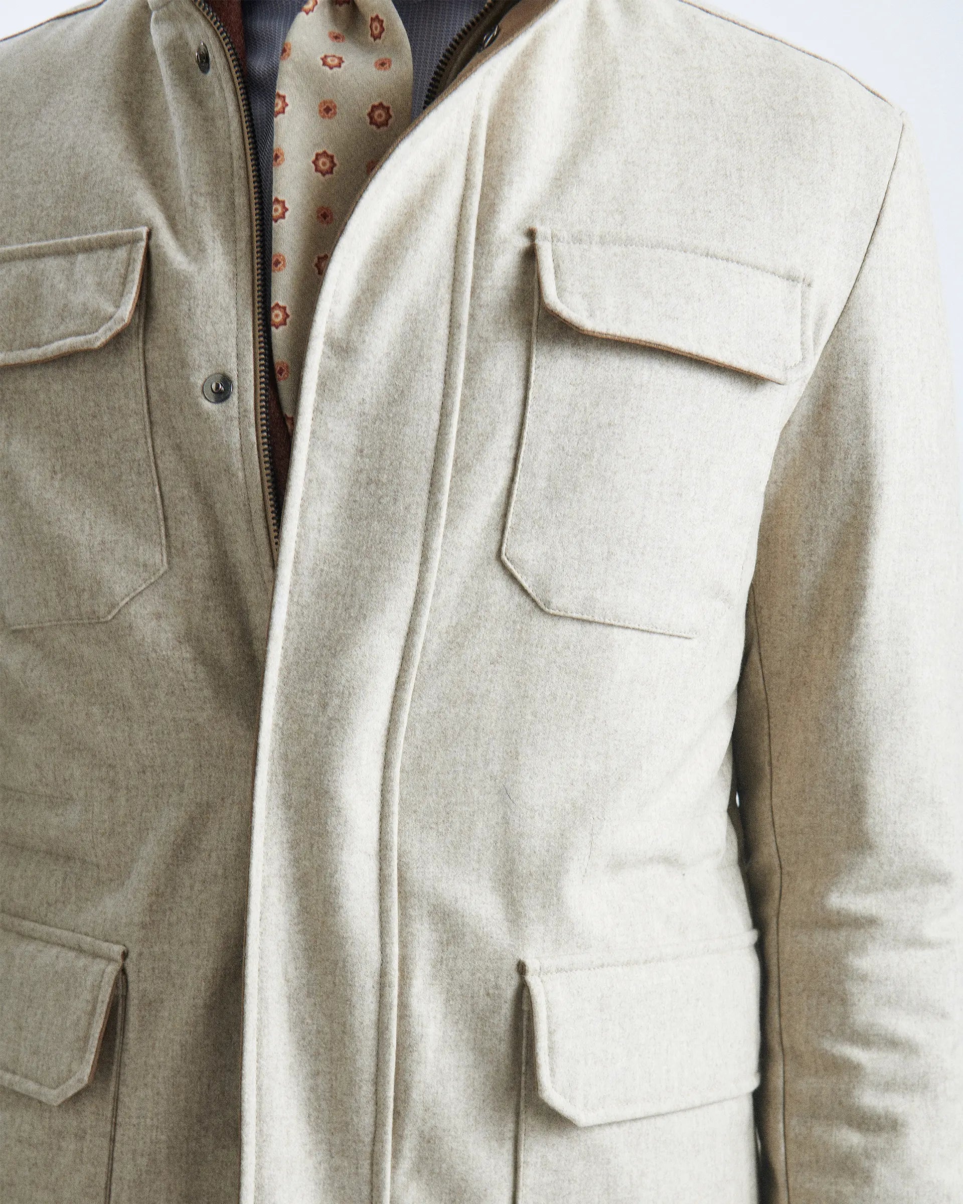 Field Jacket grigio in pura lana tessuto Vitale Barberis & Canonico