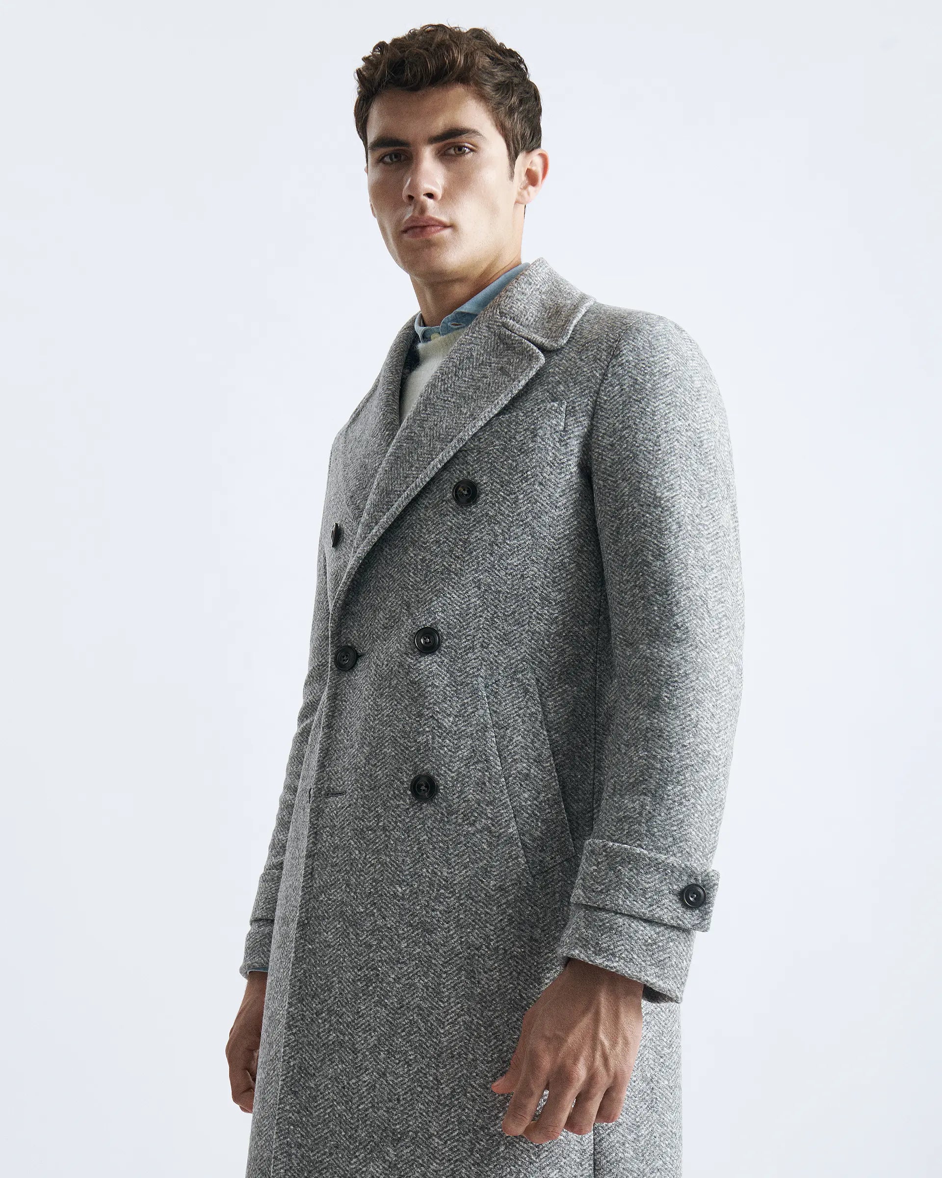 Gray Chesterfield coat in jersey