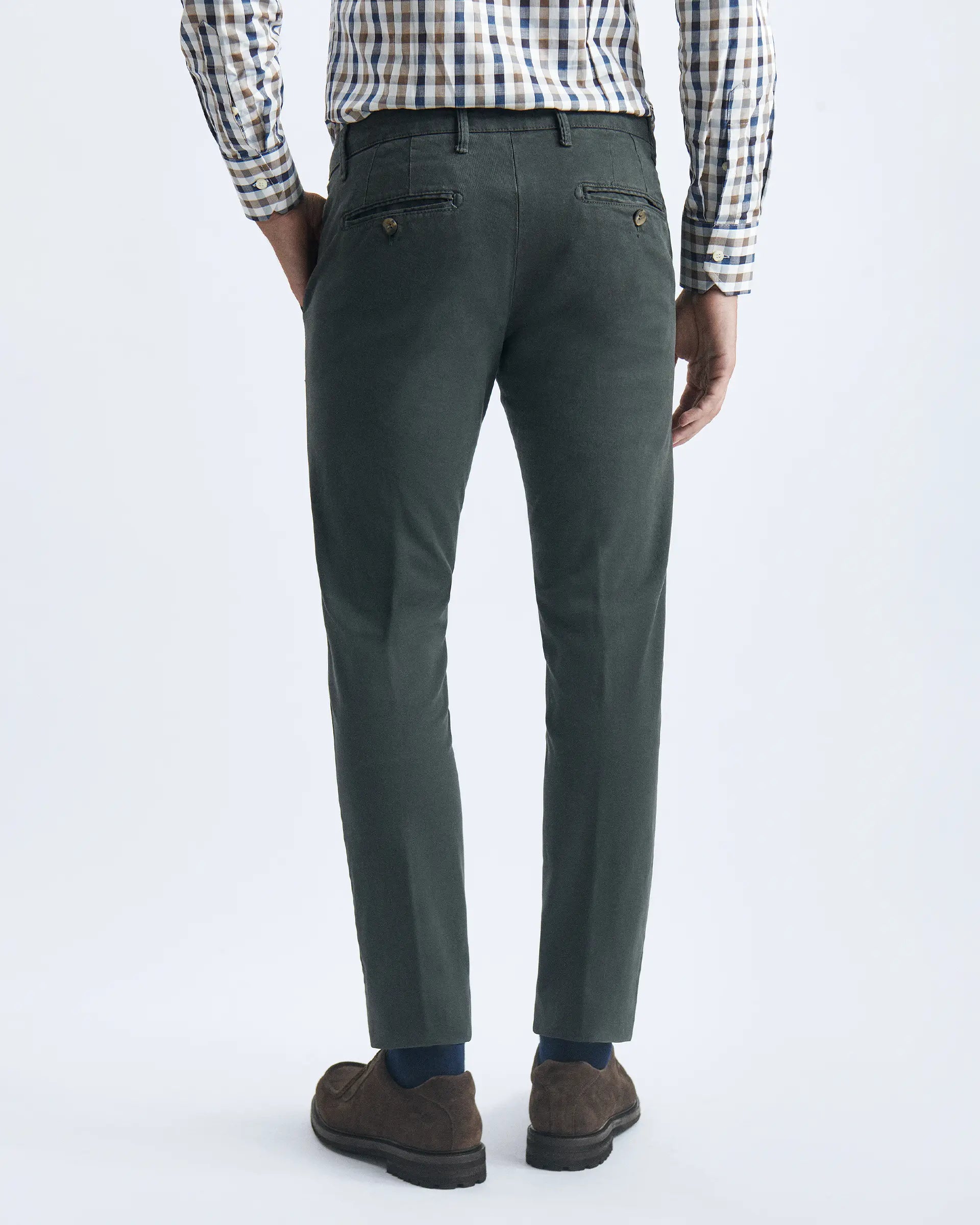 Charcoal Grey trousers in garment-dyed stretch cotton