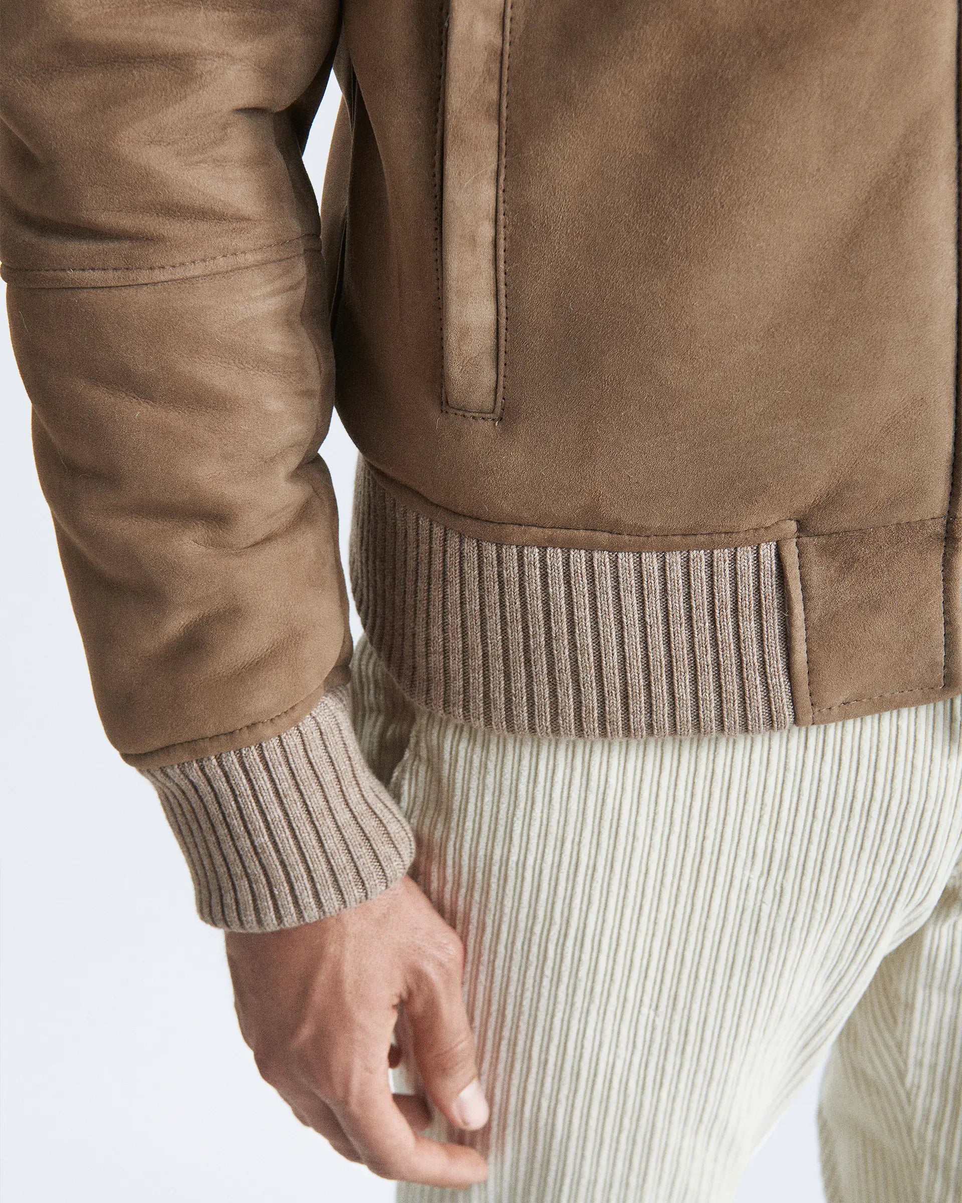 Bomber in shearling taupe