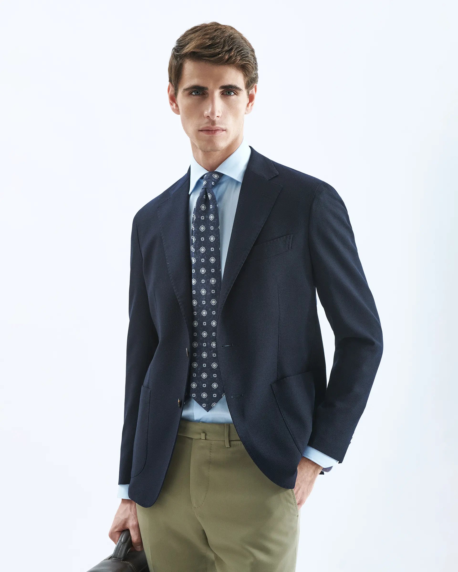 Blazer blu in lana stretch Reda Flexo
