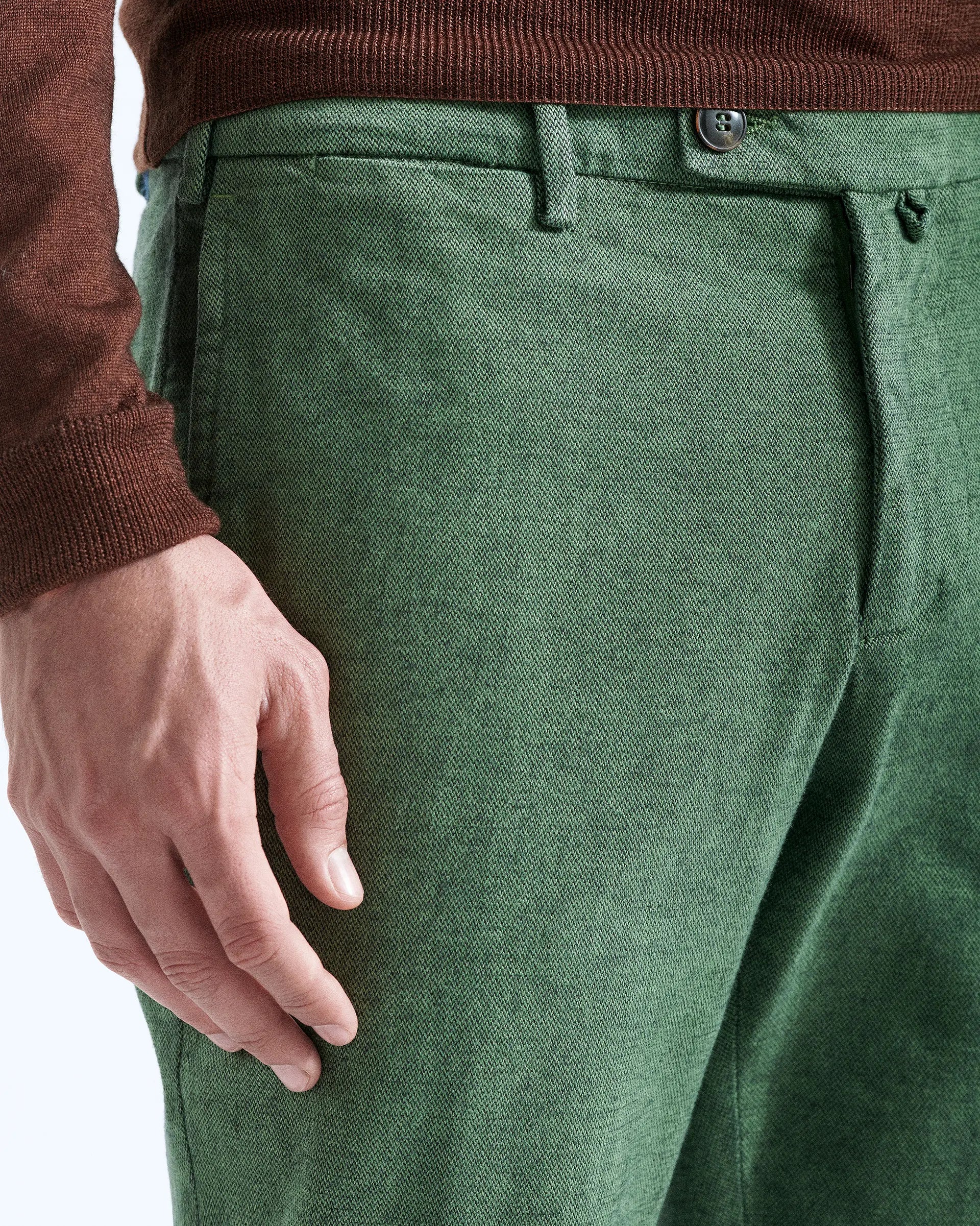 Pantalone verde in cotone canvas stretch