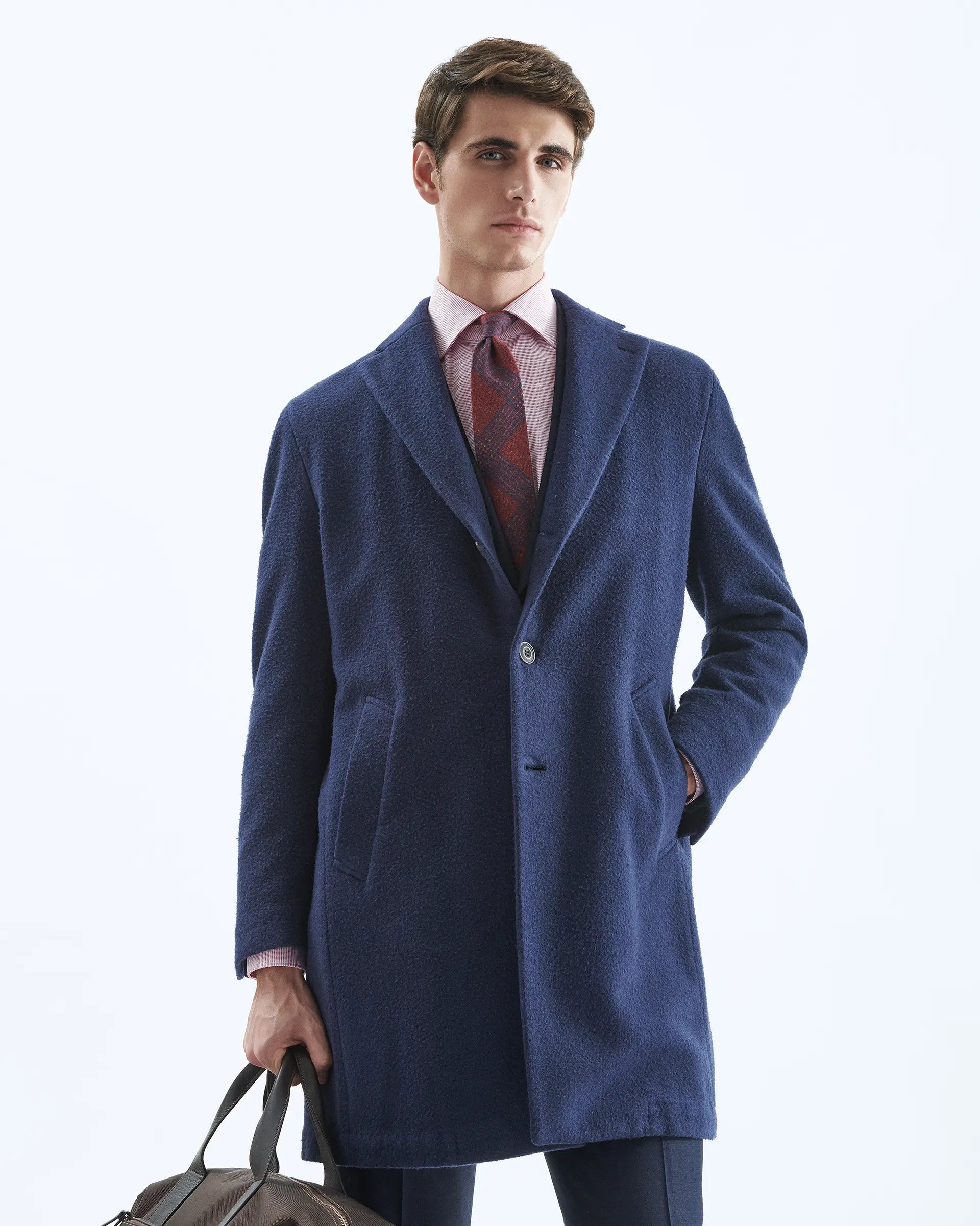 Cappotto blu in misto lana
