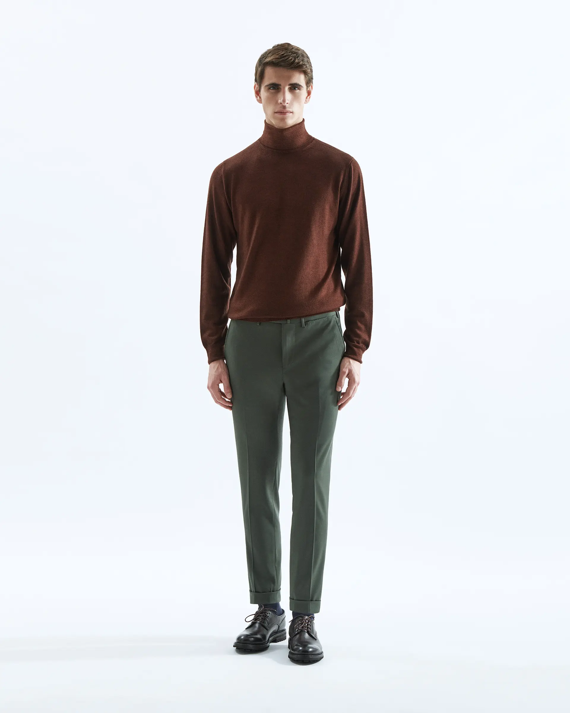 Green stretch wool trousers from the Zignone wool mill