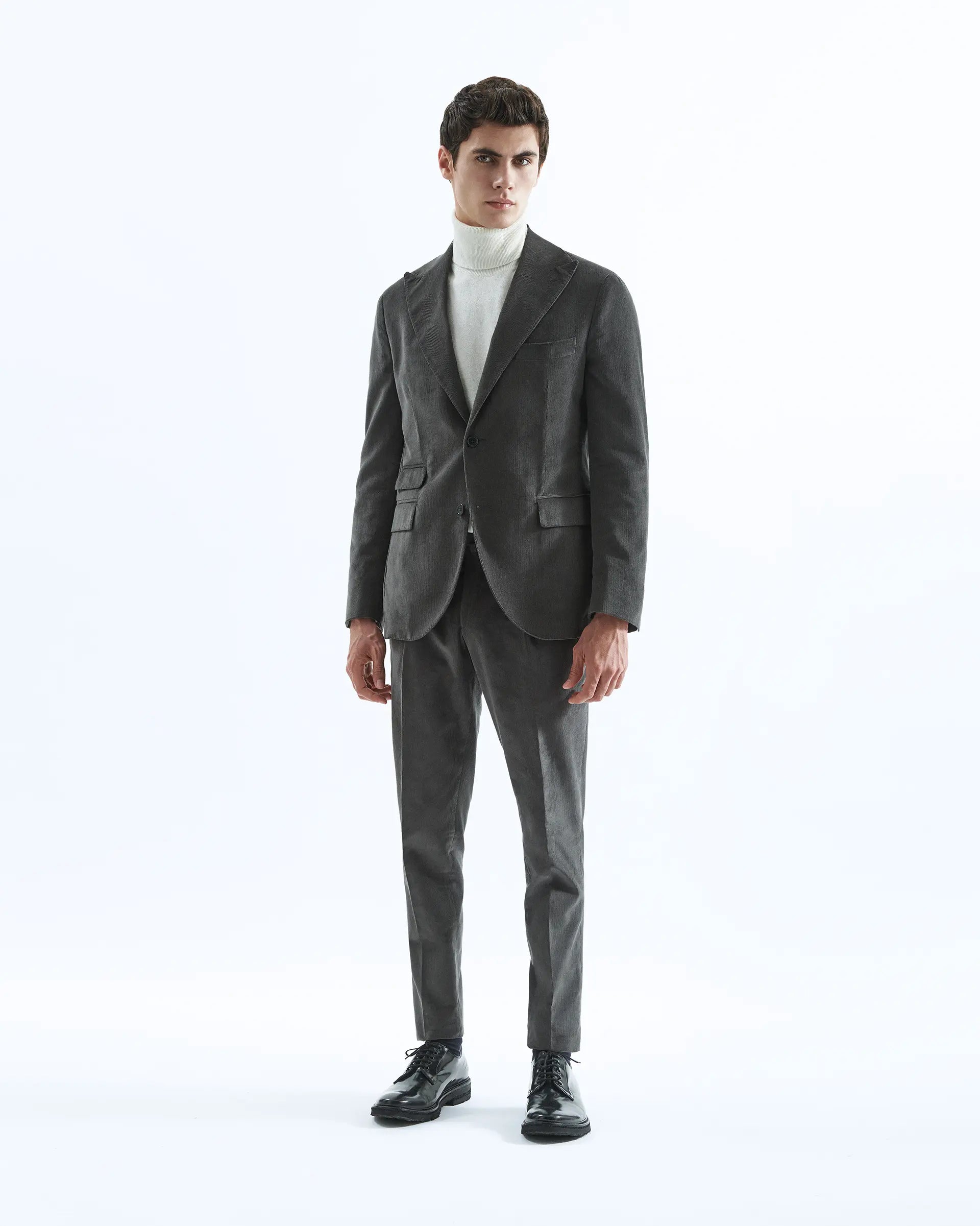 Gray Cotton Stretch Corduroy Suits 