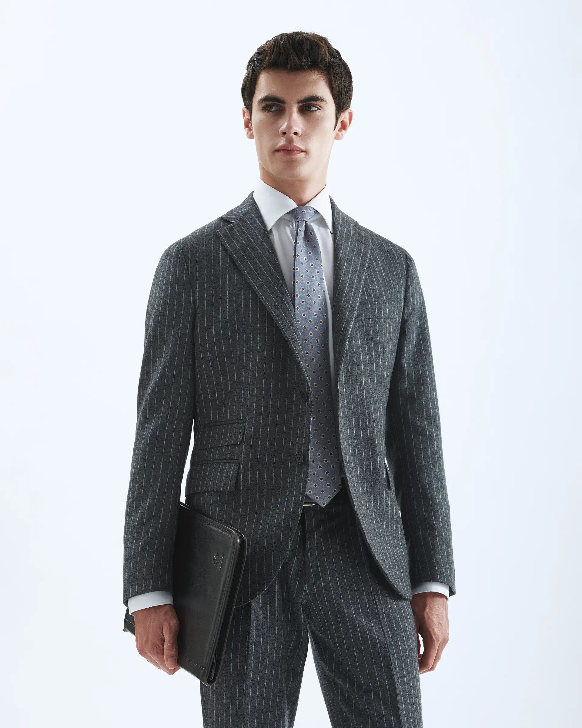 Gray Pinstripe Cashmere Suit