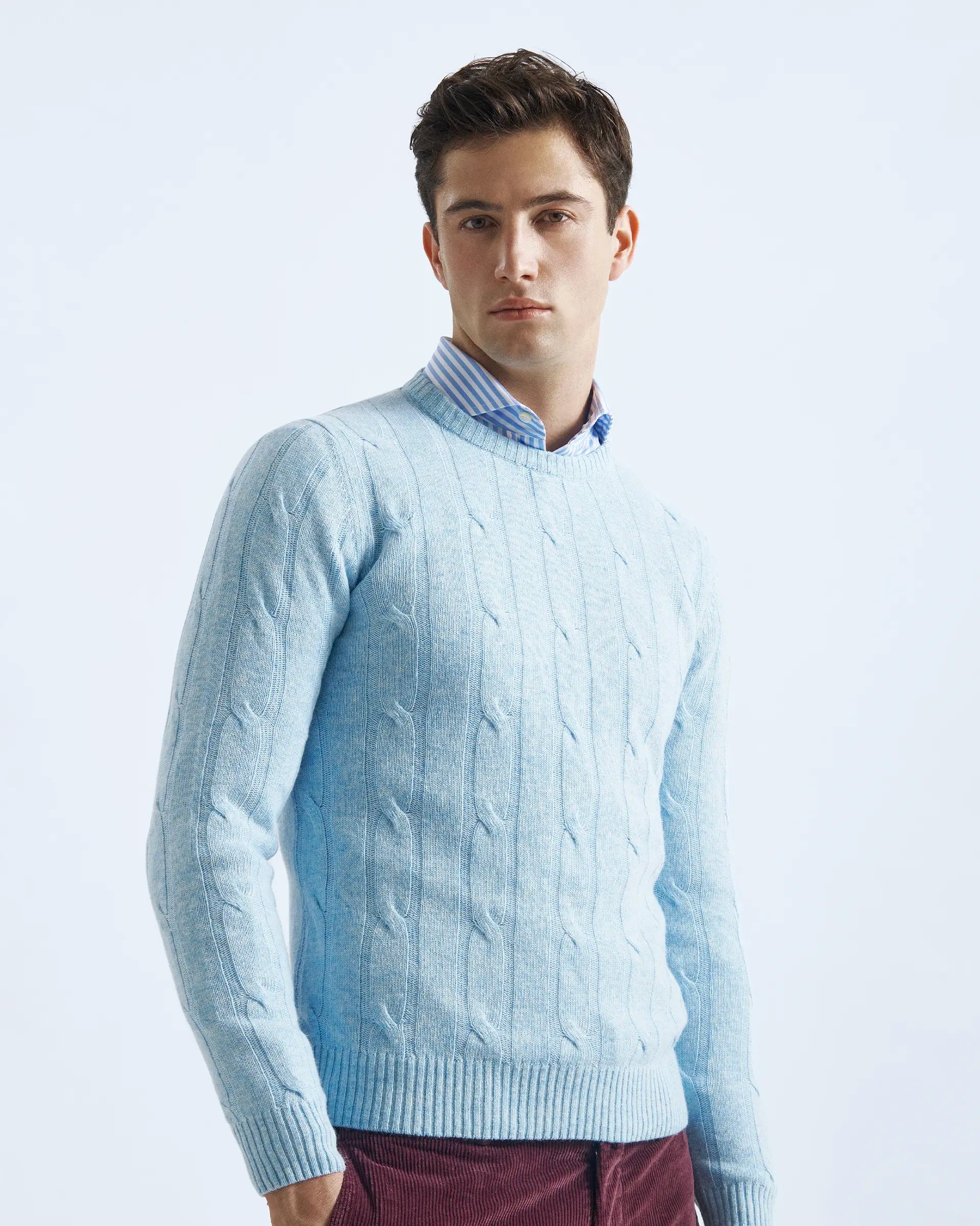 Sky crewneck in cashmere blend with braided workmanship