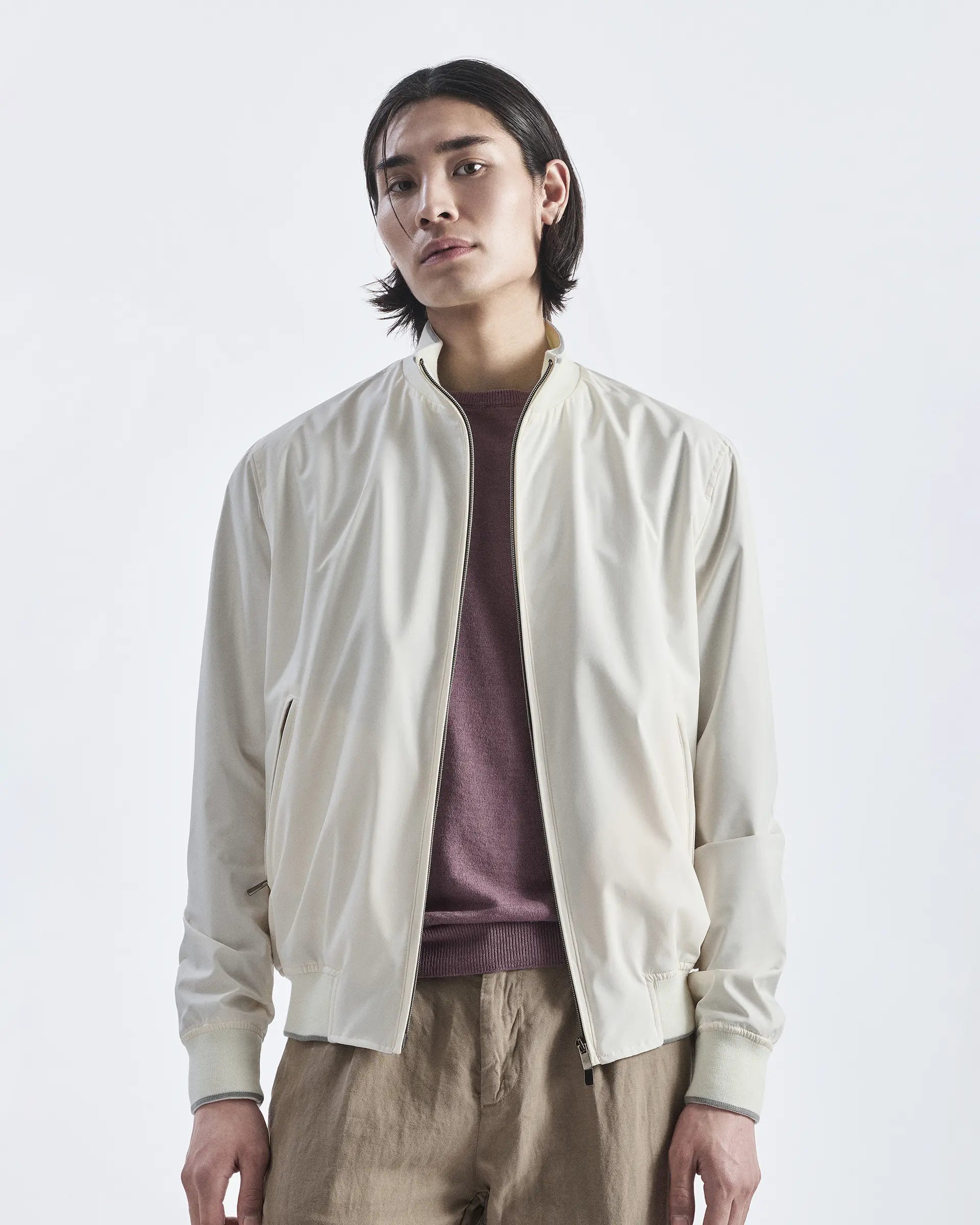 White bomber jacket in Olmetex technical fabric