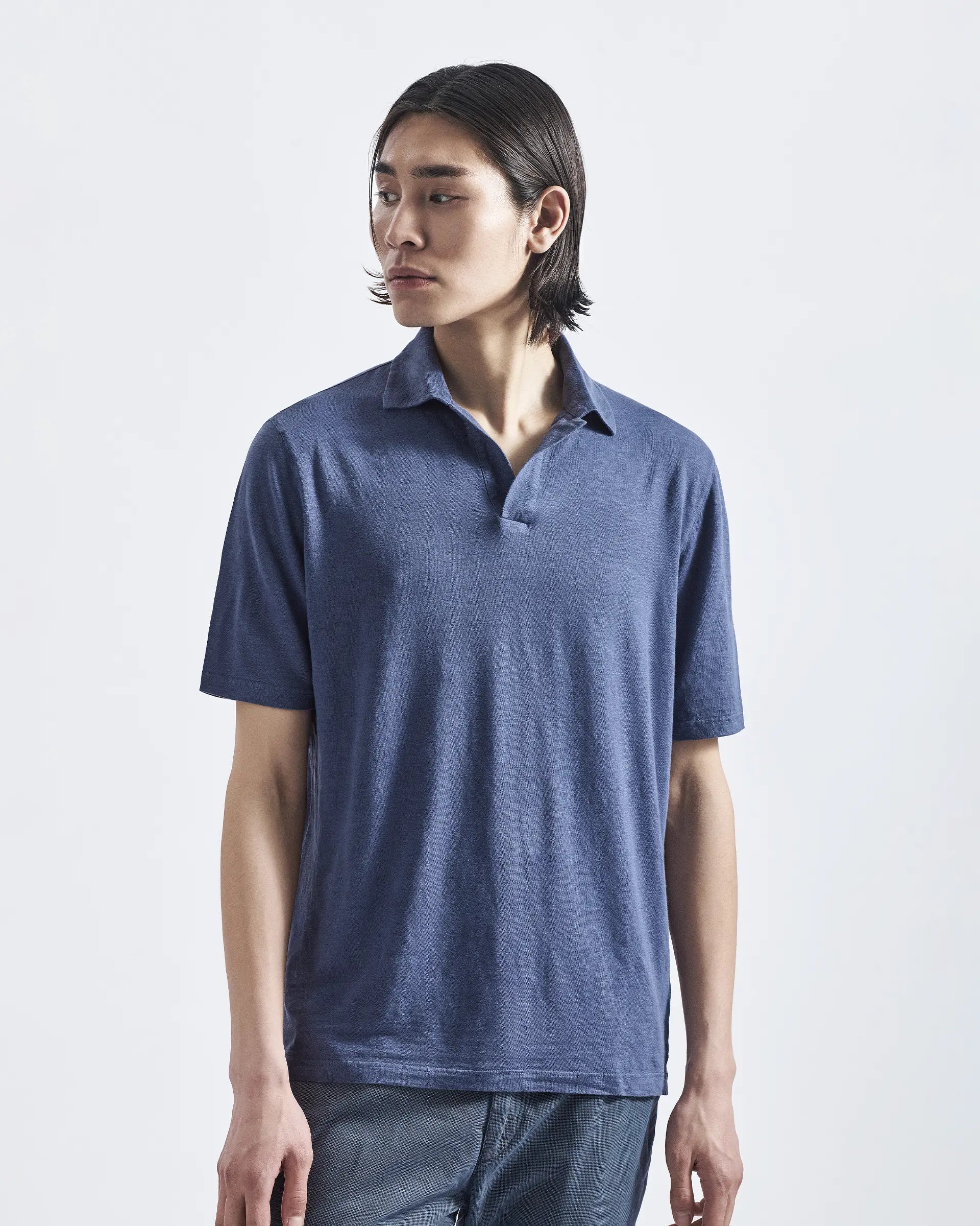 Light blue polo shirt in pure cotton