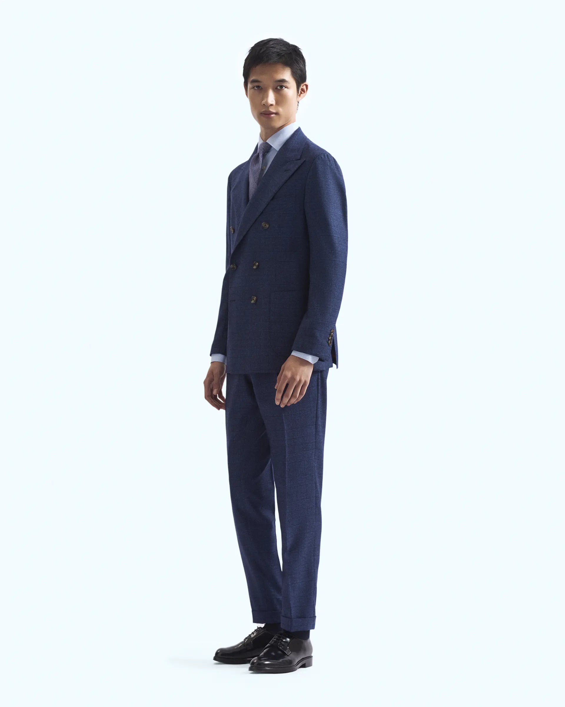 Double-breasted suit Galles avion fabric Loro Piana