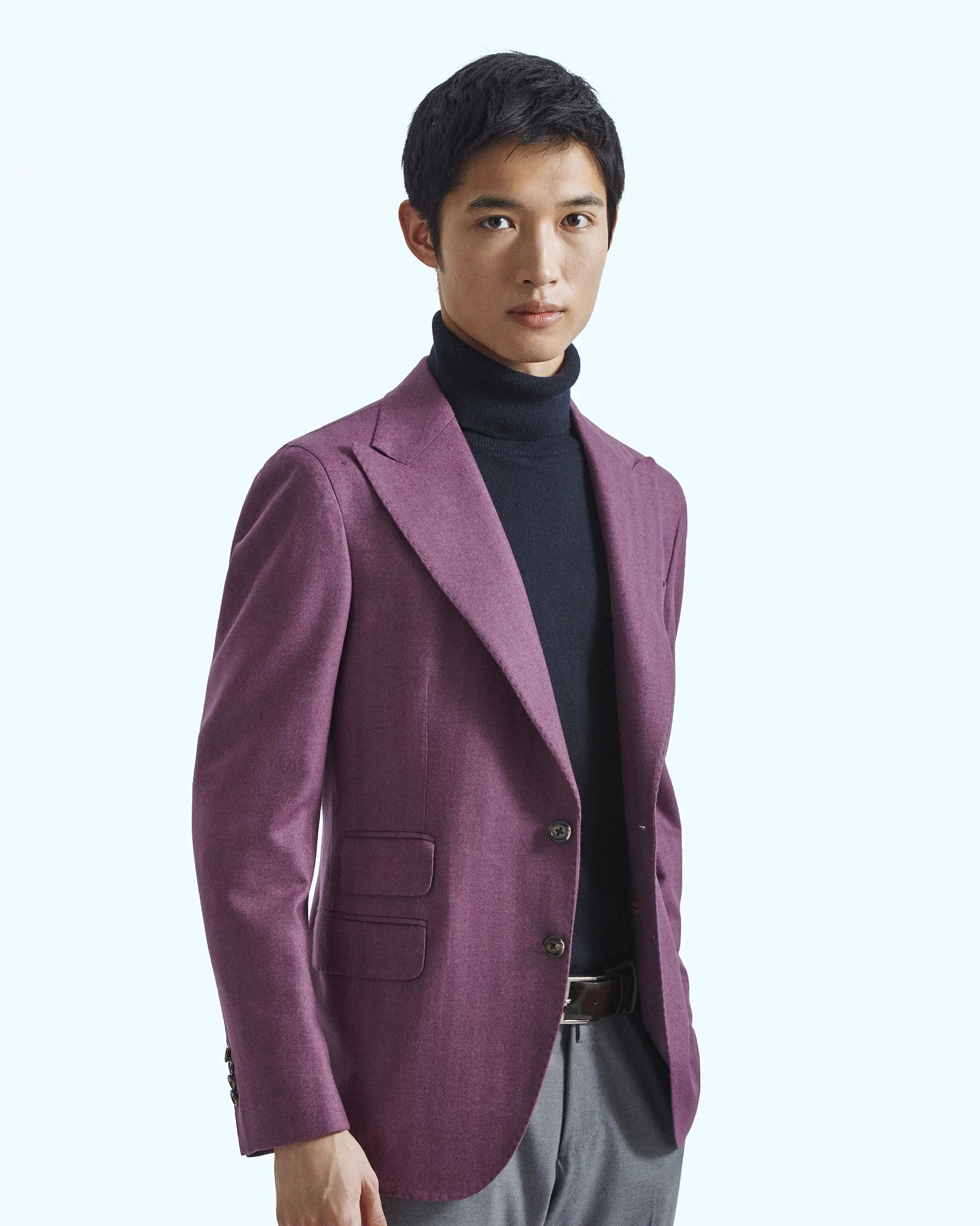 Jacket edge in mixed cashmere and silk stretch Zignone "Active" fabric