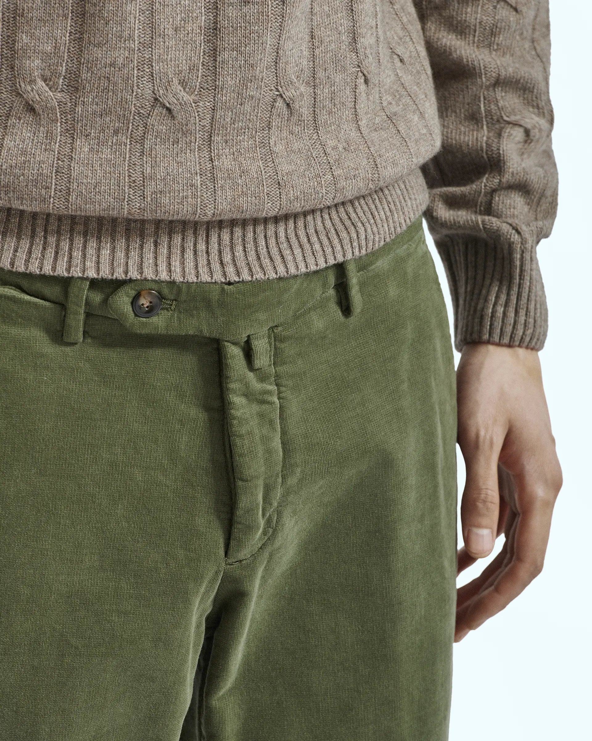 Pantalone verde di velluto in cotone stretch