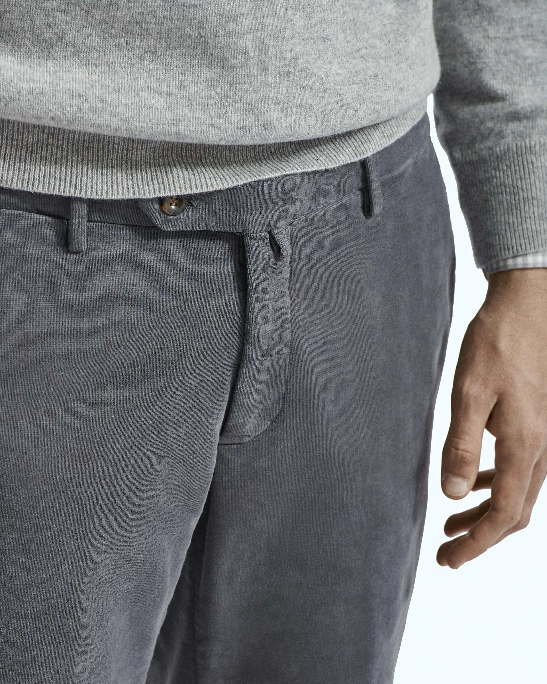 Pantalón de terciopelo de algodón elástico gris