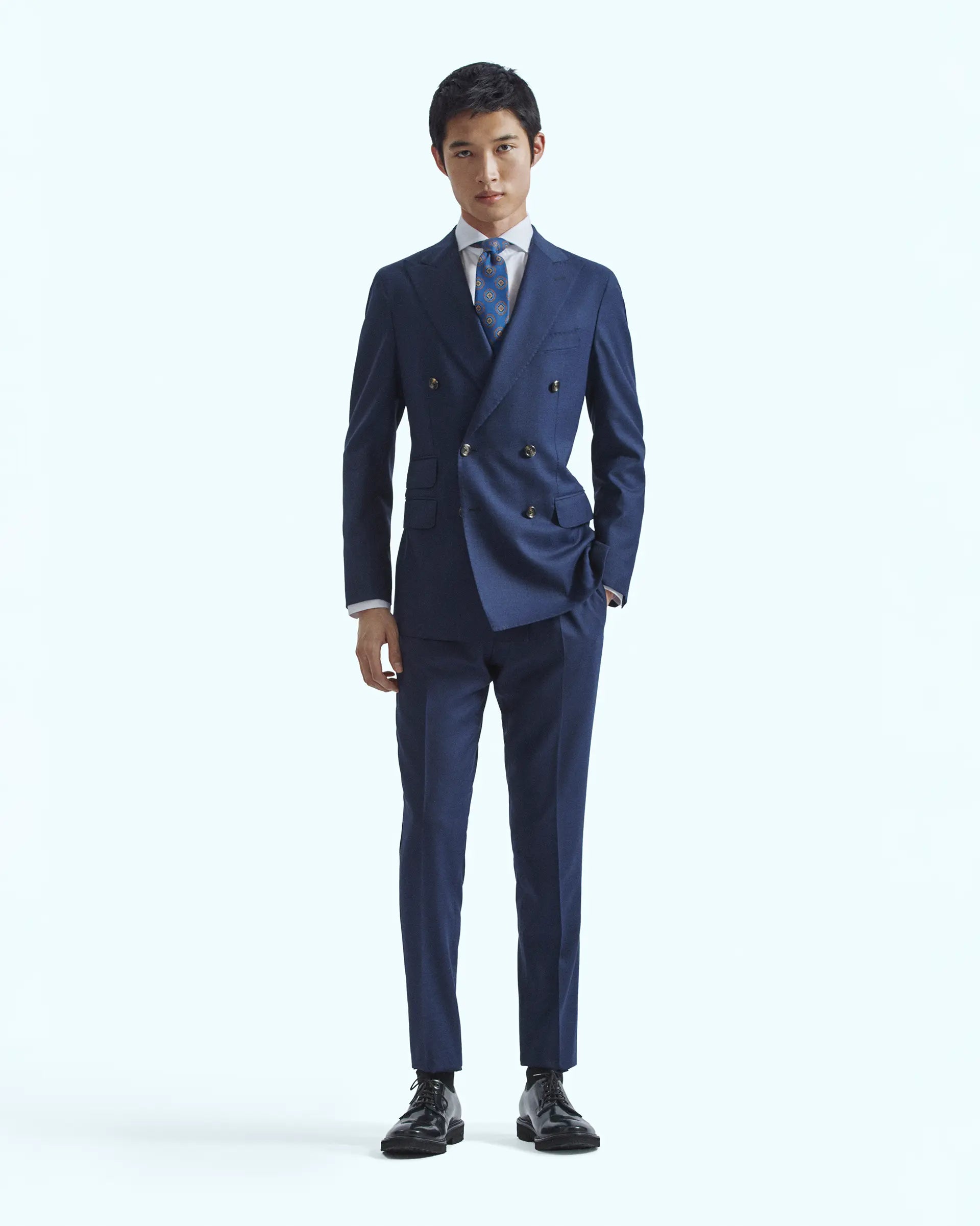 Double-breasted suit in stretch wool fabric Zignone Wool and Cashmere