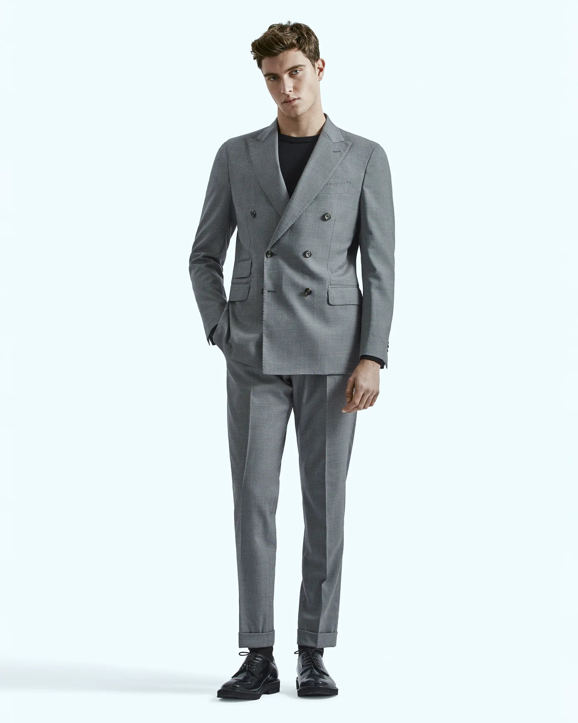 Double-breasted suit in stretch wool fabric Zignone Wool and Cashmere