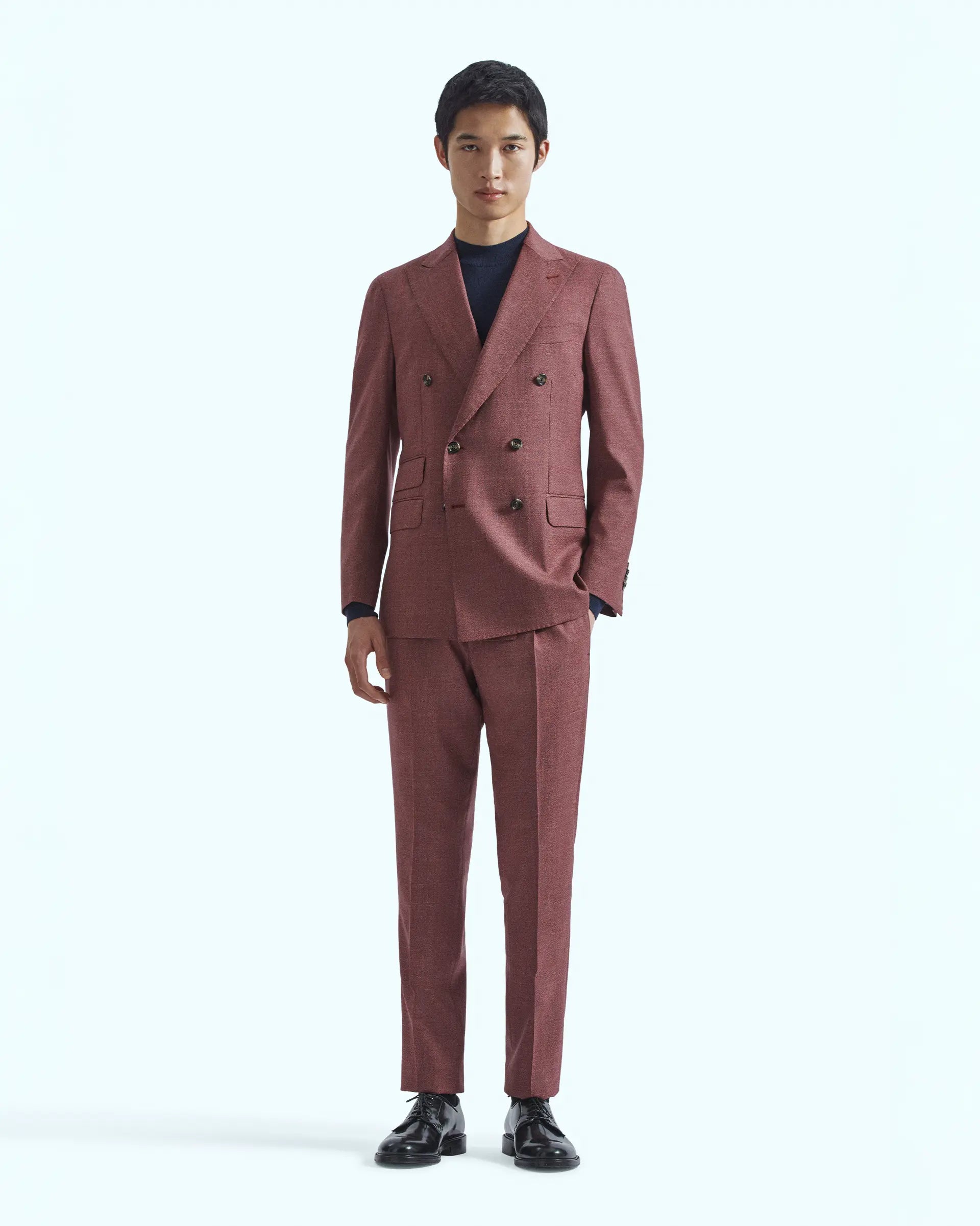 Abito Doppiopetto rosa in lana stretch tessuto Zignone Wool and Cashmere