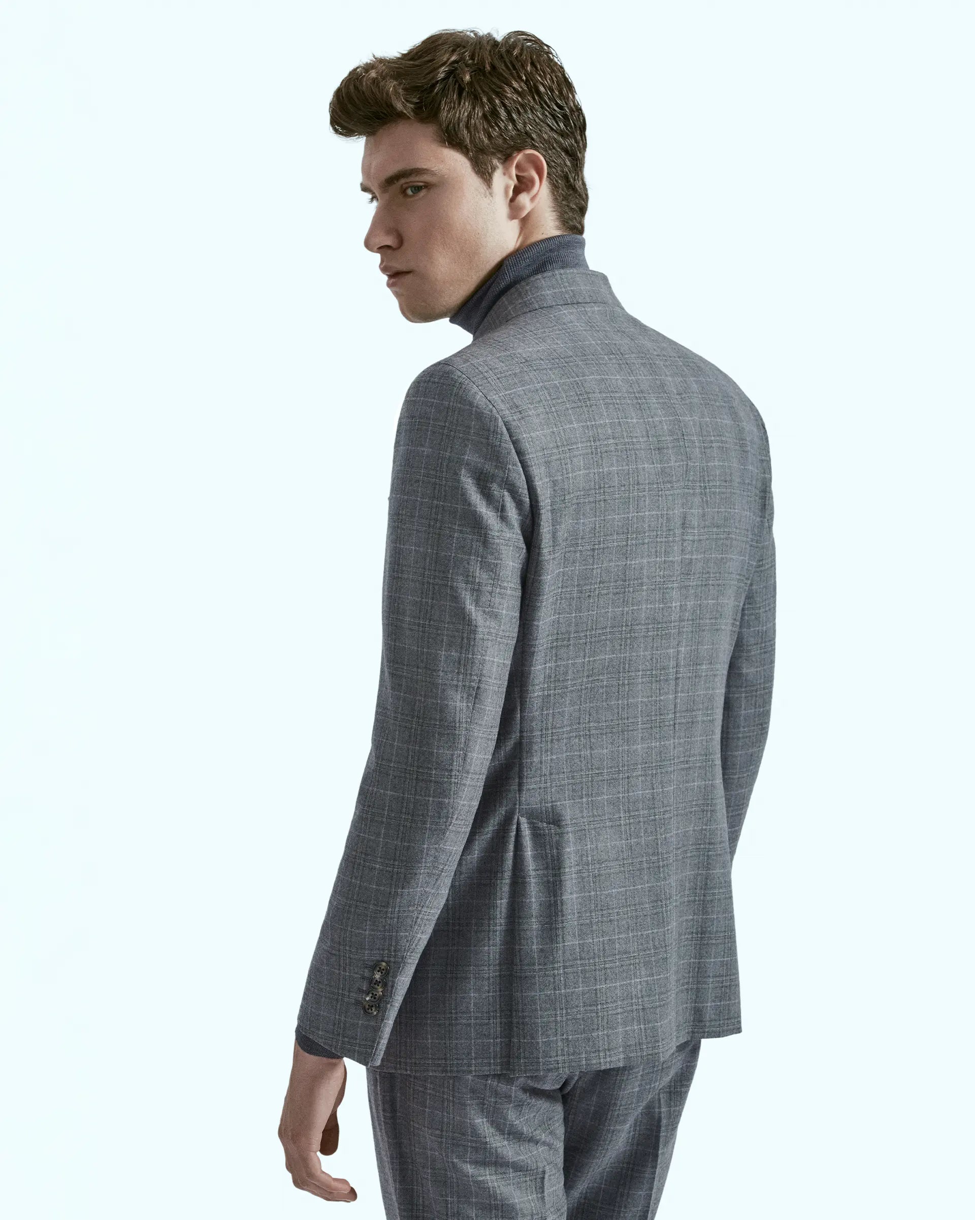 Traje cruzado en tejido de lana elástica gris Zignone Active