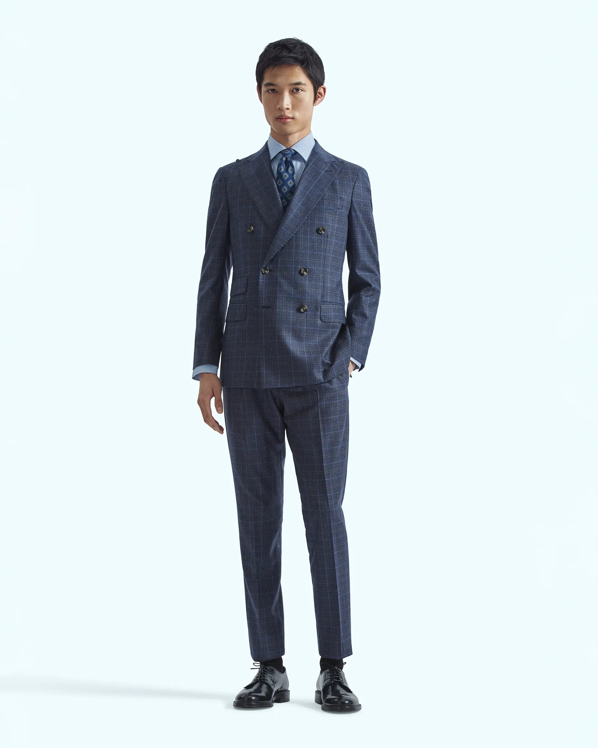 Double-breasted suit in stretch wool fabric Zignone Active