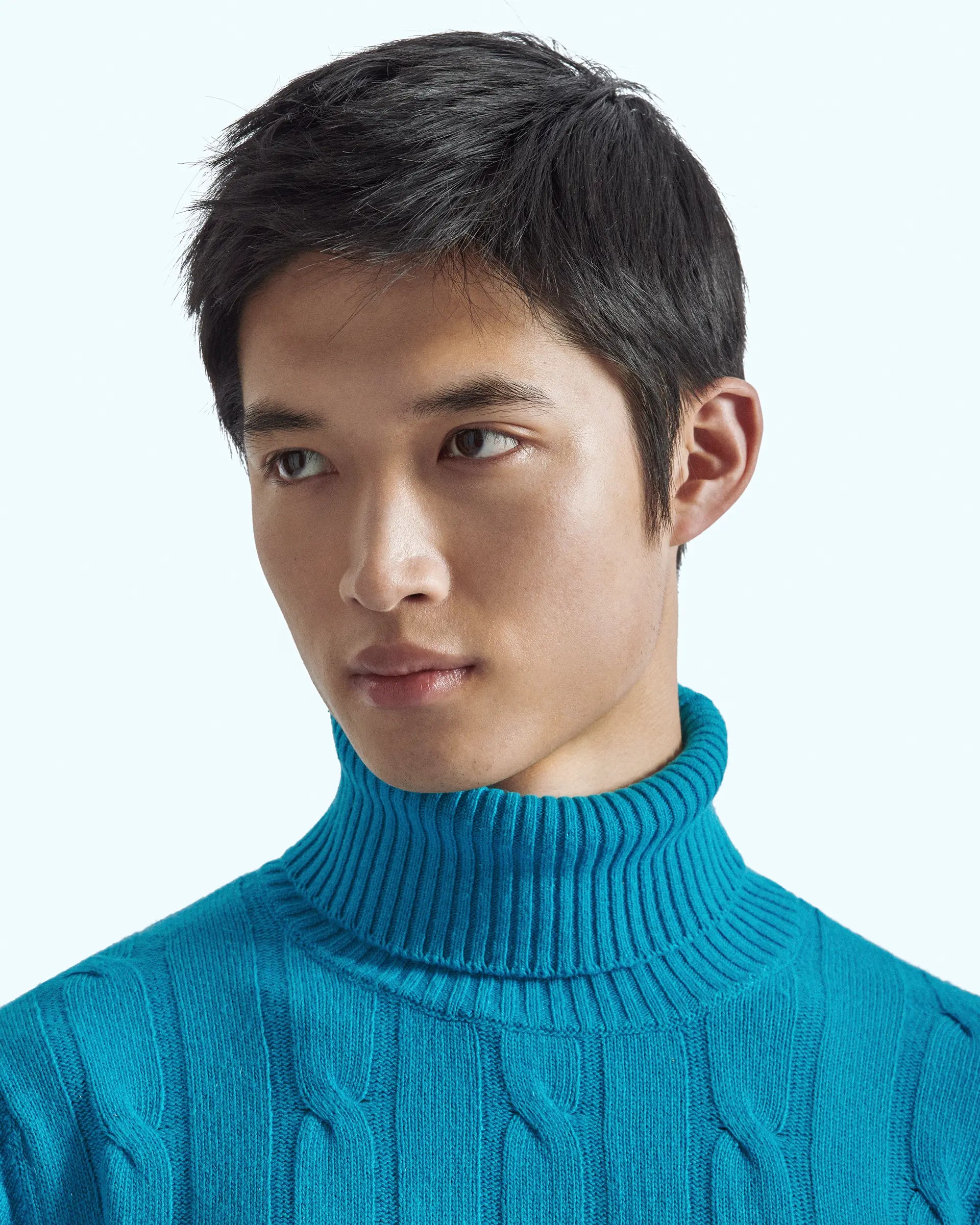 Sky turtleneck in cashmere blend with cable knit