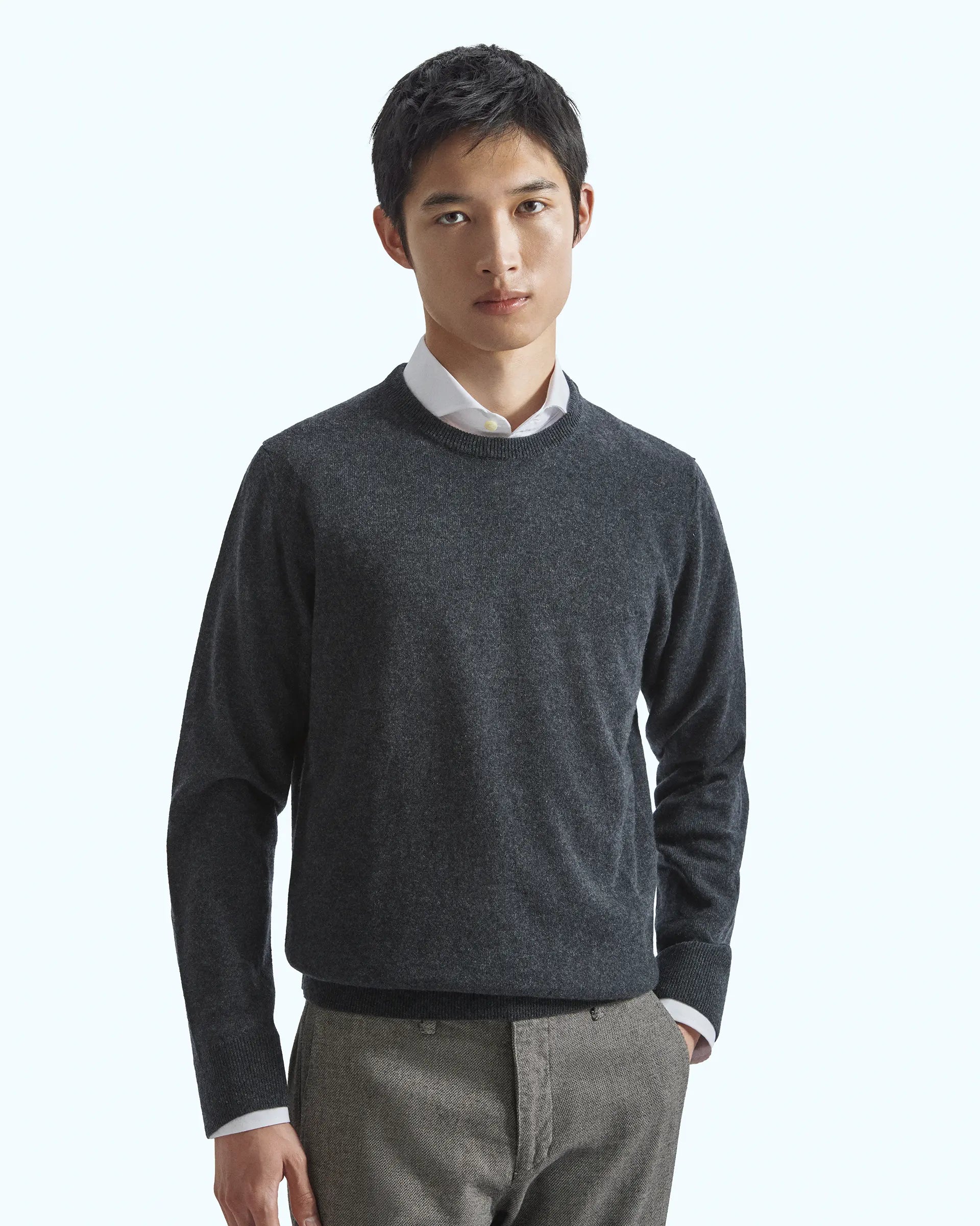 Charcoal Grey Cashmere CrewNeck Sweaters