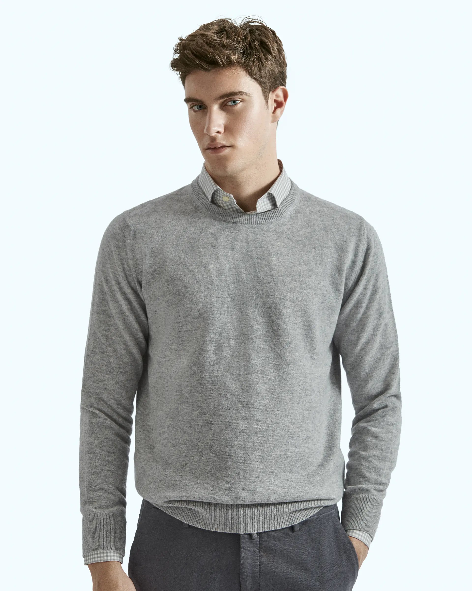 Girocollo grigio in puro cashmere