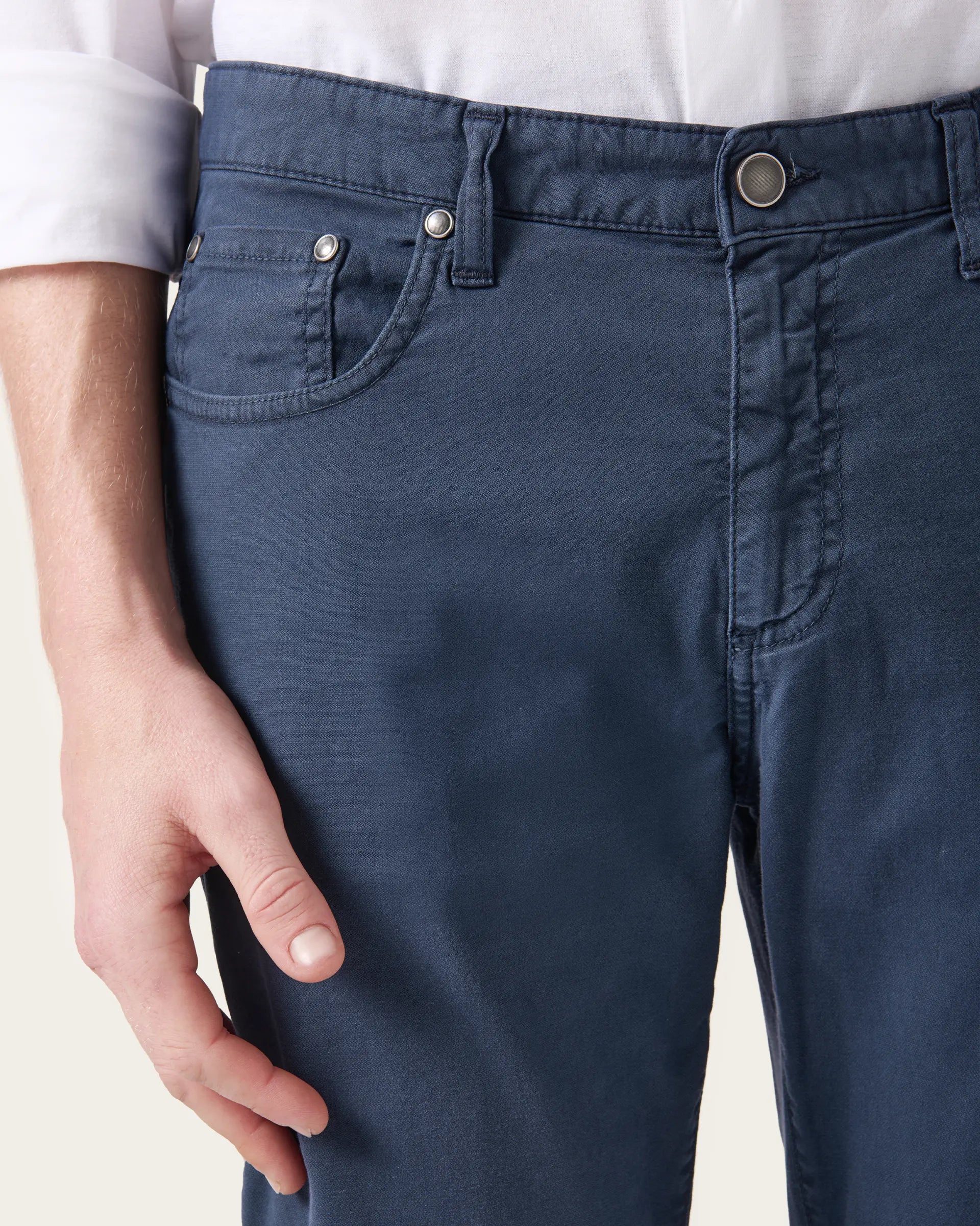 5 pockets blu in cotone twill stretch