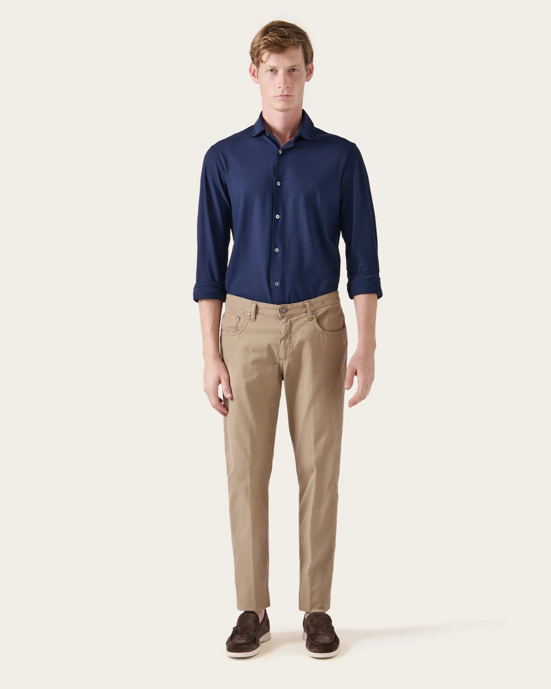5 pockets beige in cotone twill stretch