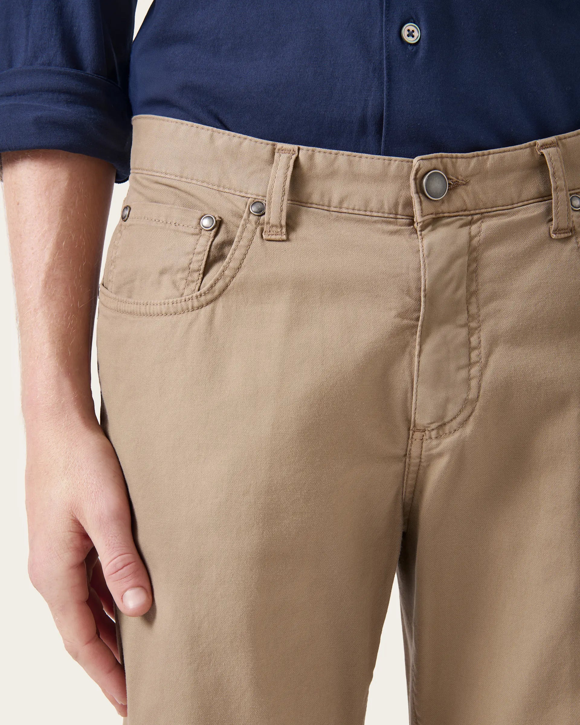 5 pockets beige in cotone twill stretch