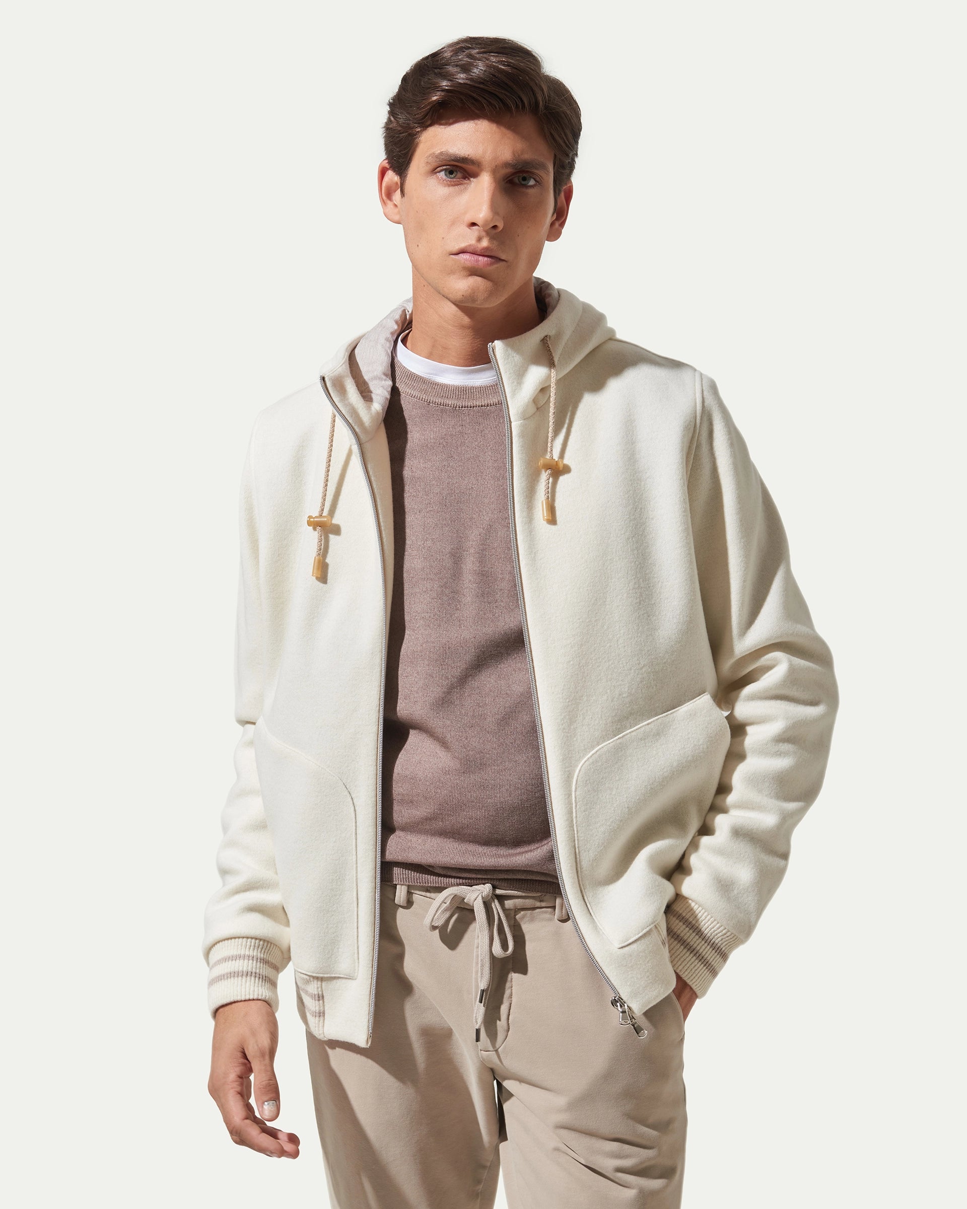 Bomber Panna tipo felpa in lana stretch