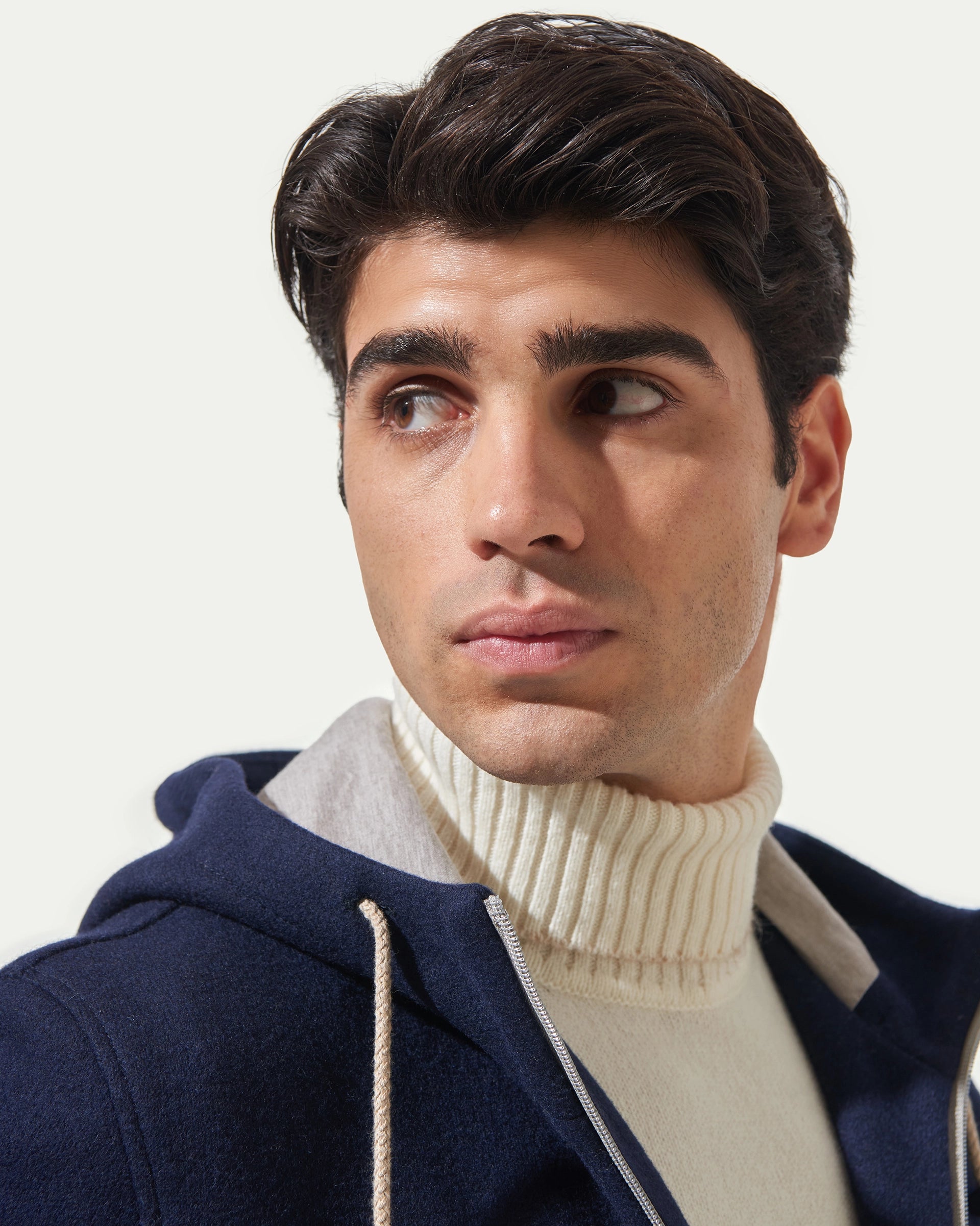 Bomber Blu tipo felpa in lana stretch