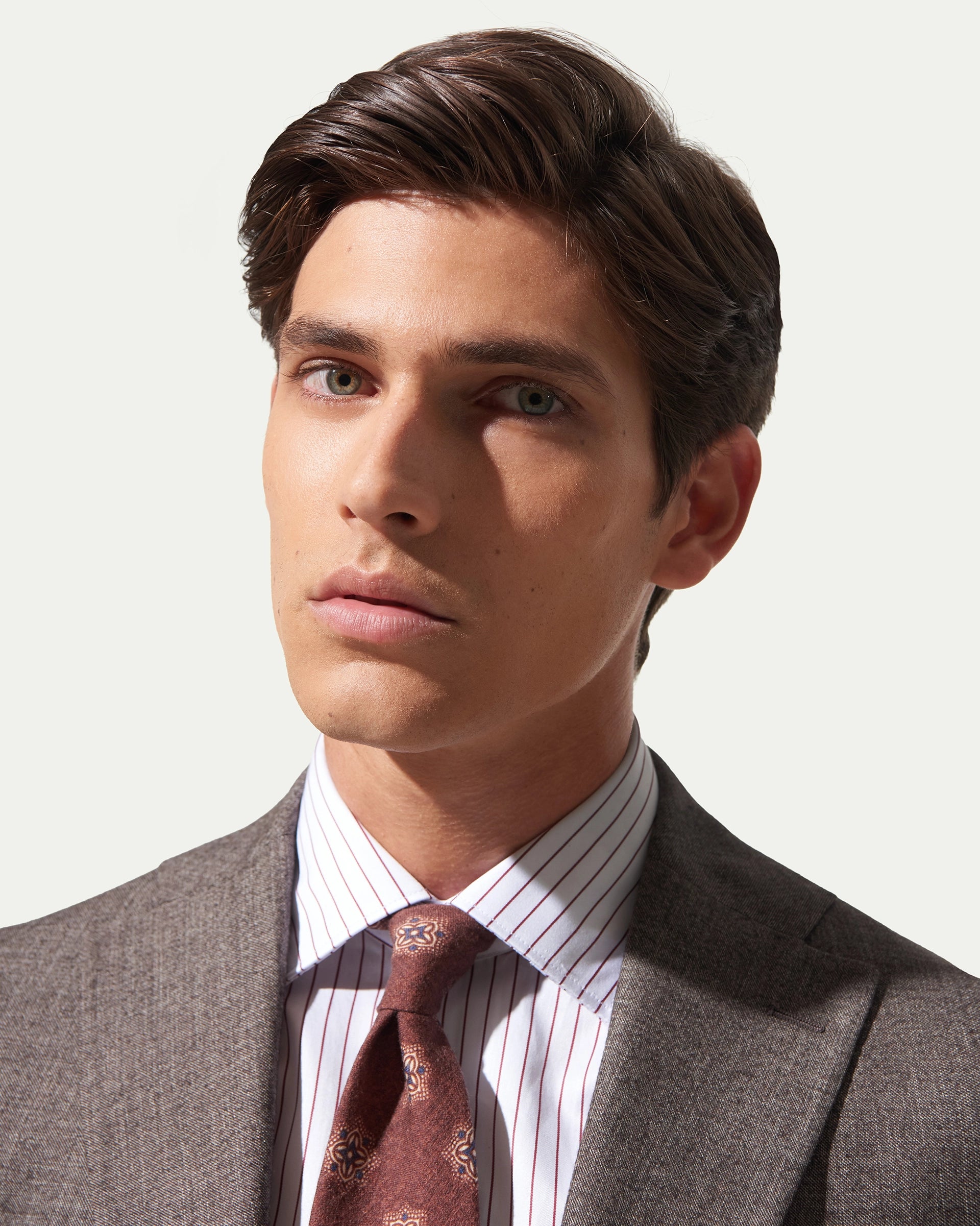 Abito Grisaille beige blu in lana e cotone tessuto Vitale Barberis & Canonico